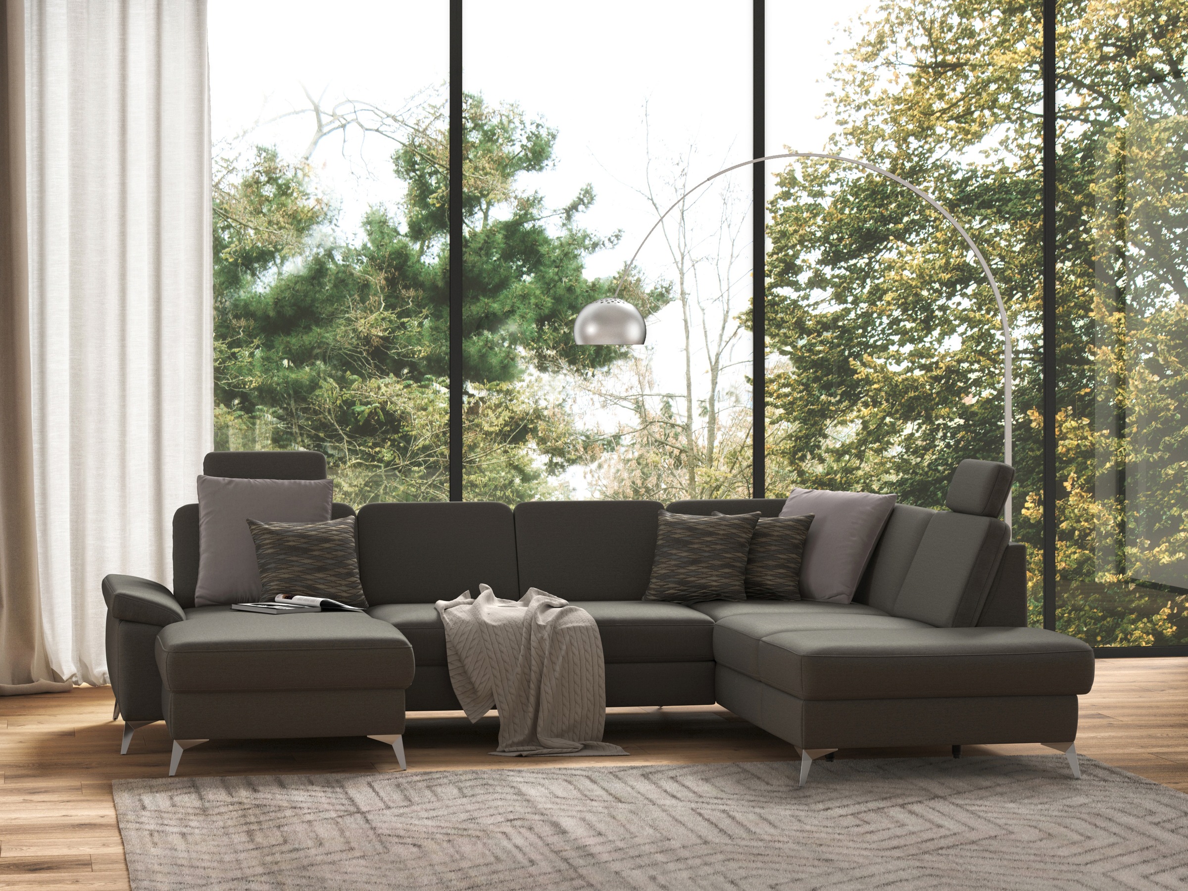 sit&more Wohnlandschaft »Padua U-Form« inklusive Sitztiefenverstellung, Armteilfunktion und Federkern