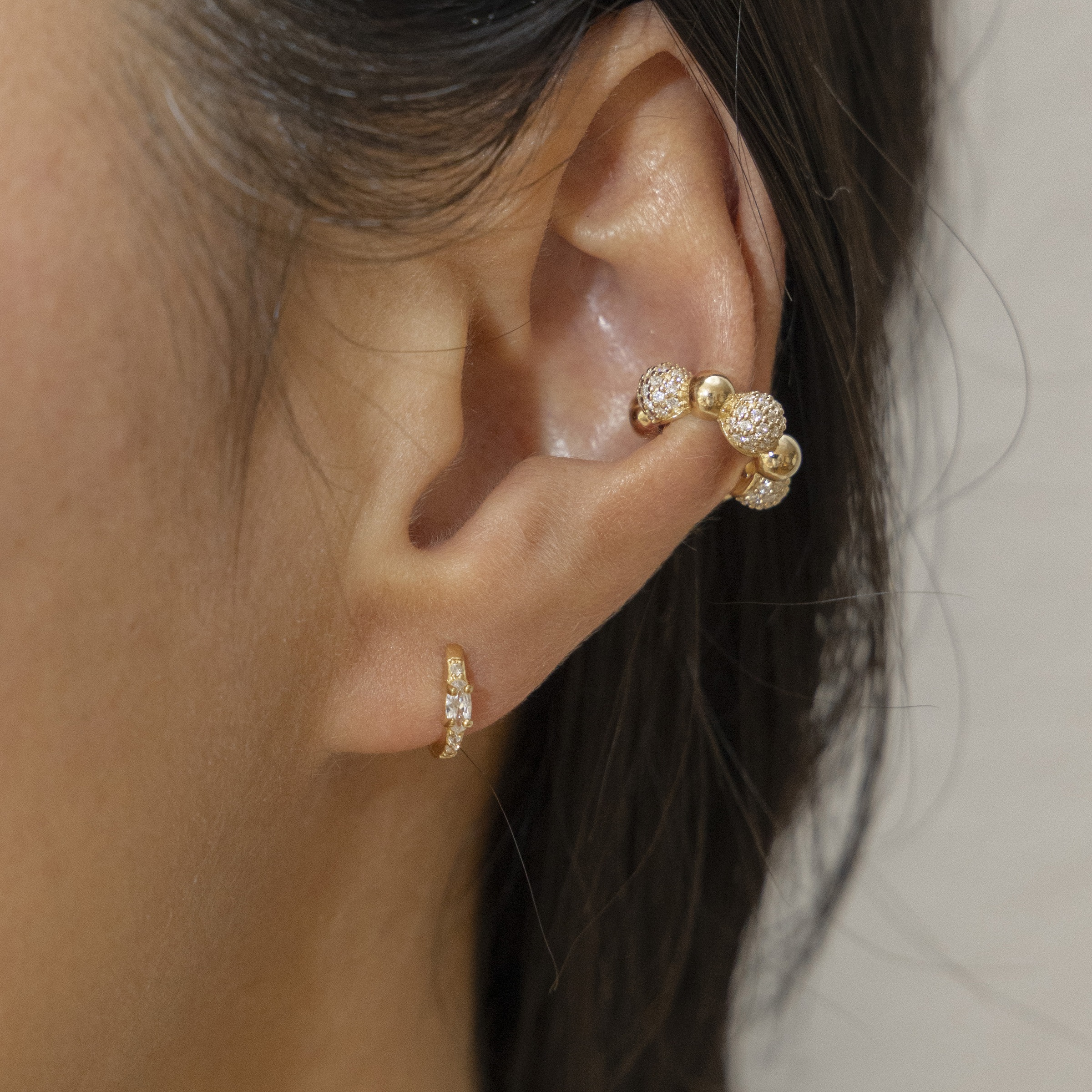 CAÏ Paar Creolen »925 Silber vergoldet Zirkonia«