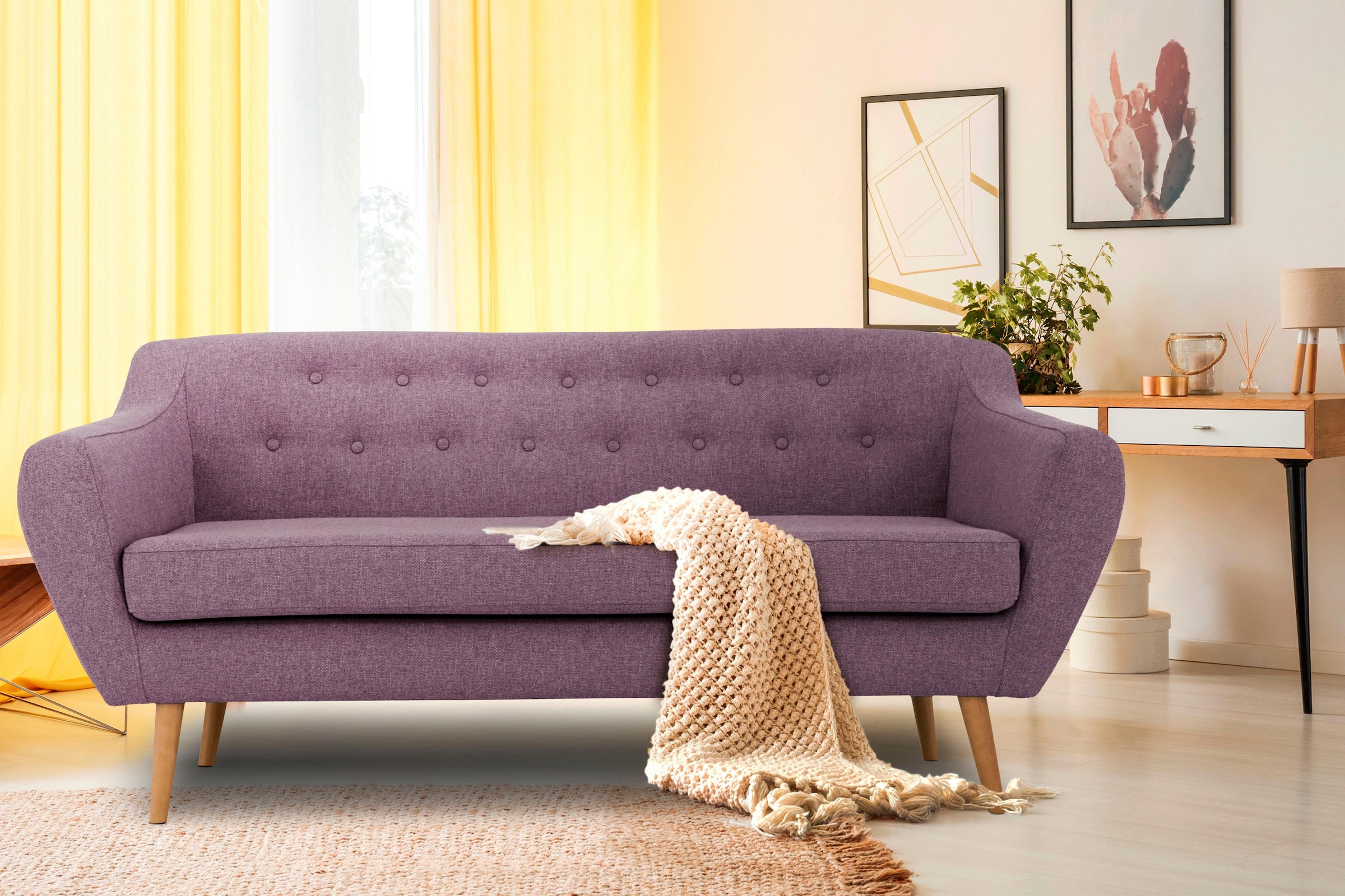 Home affaire 3-Sitzer »Renne« mit Heftung im Rücken im skandinavischem Stil günstig online kaufen