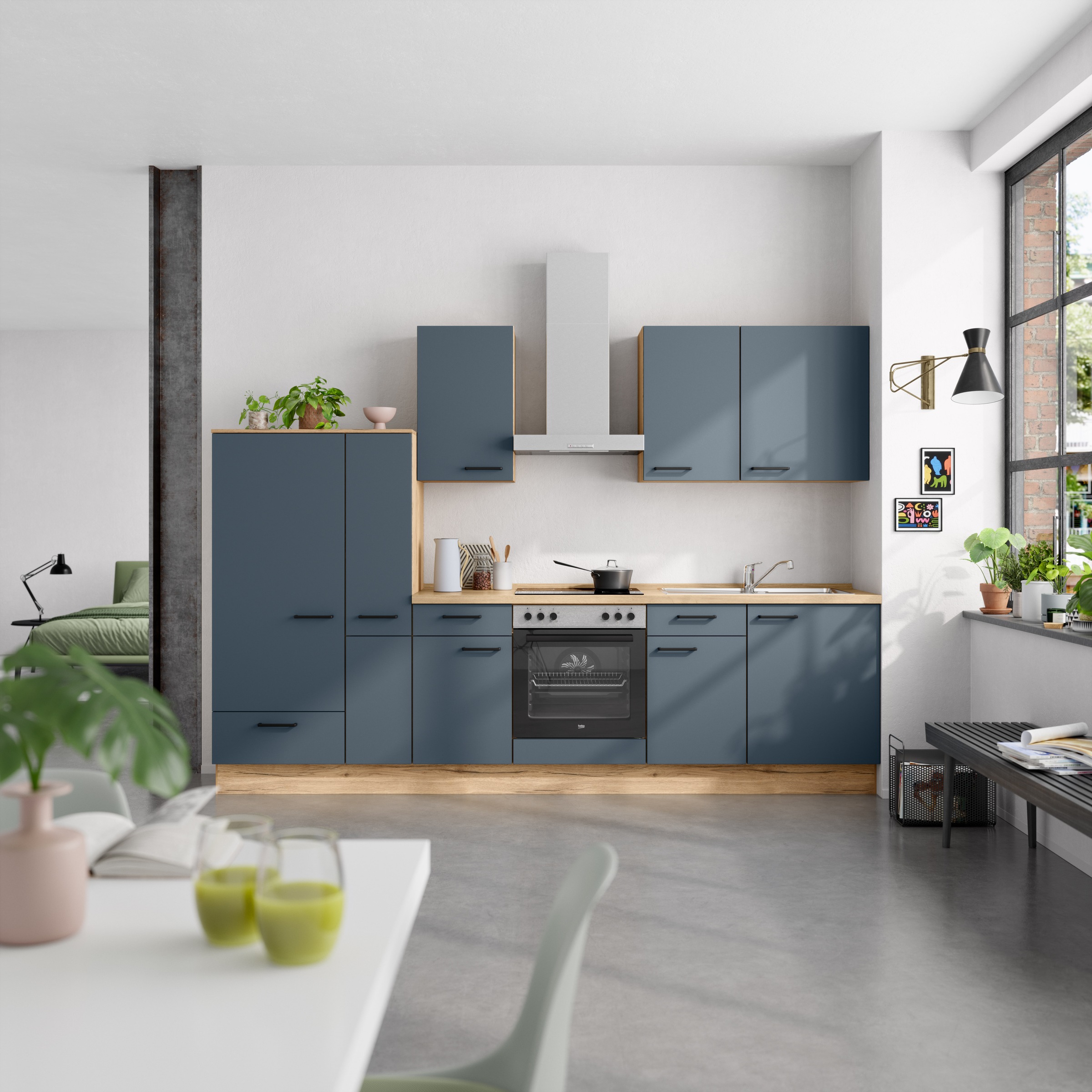 nobilia® Küchenzeile »"Easytouch I"«, vormontiert, Ausrichtung wählbar, Breite 300 cm, wahlw. mit E-Geräten