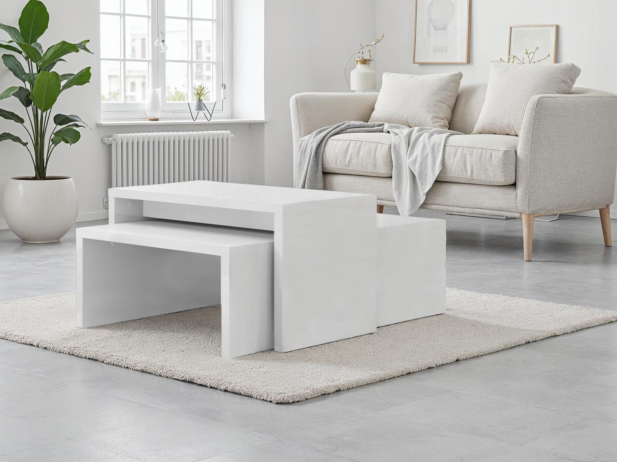 PLACES OF STYLE Couchtisch »Piano« UV lackiert, 2-er Set günstig online kaufen