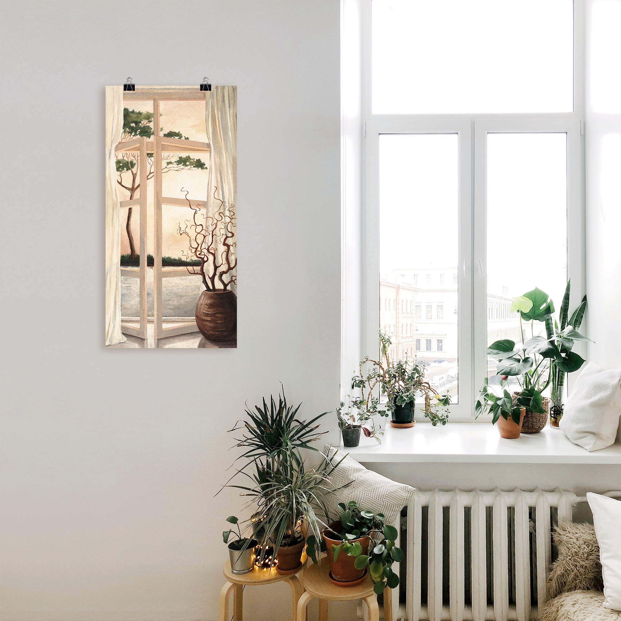 Artland Wandbild »Fensterbild Toskanischer Sonnenuntergang«, Fensterblick, günstig online kaufen