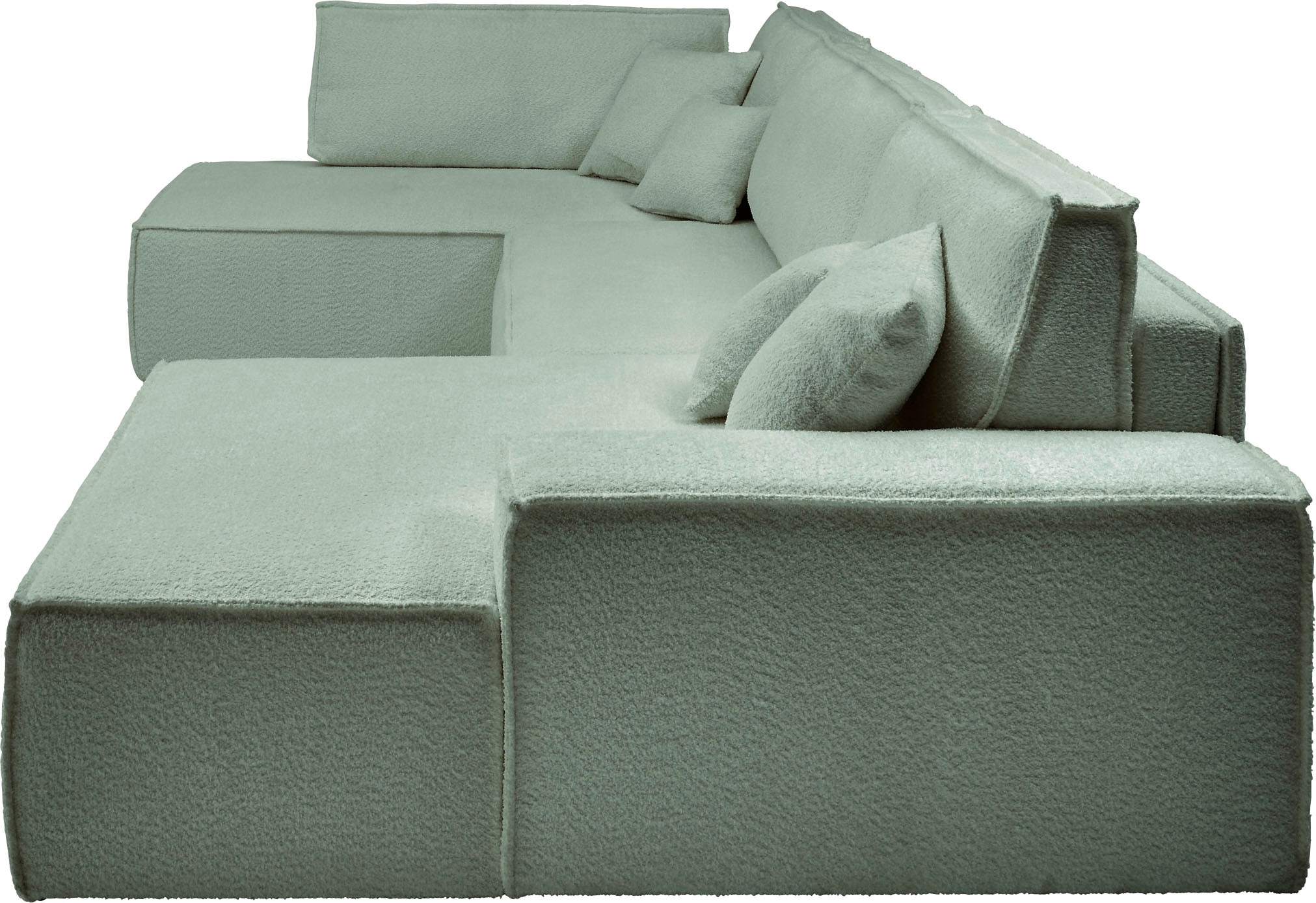 andas Wohnlandschaft »FINNLEY U-Form XXL 329 cm, Schlafsofa, Schlaffunktion m. Bettkasten«, (194/139 cm), Bouclé, Struktur und Cord