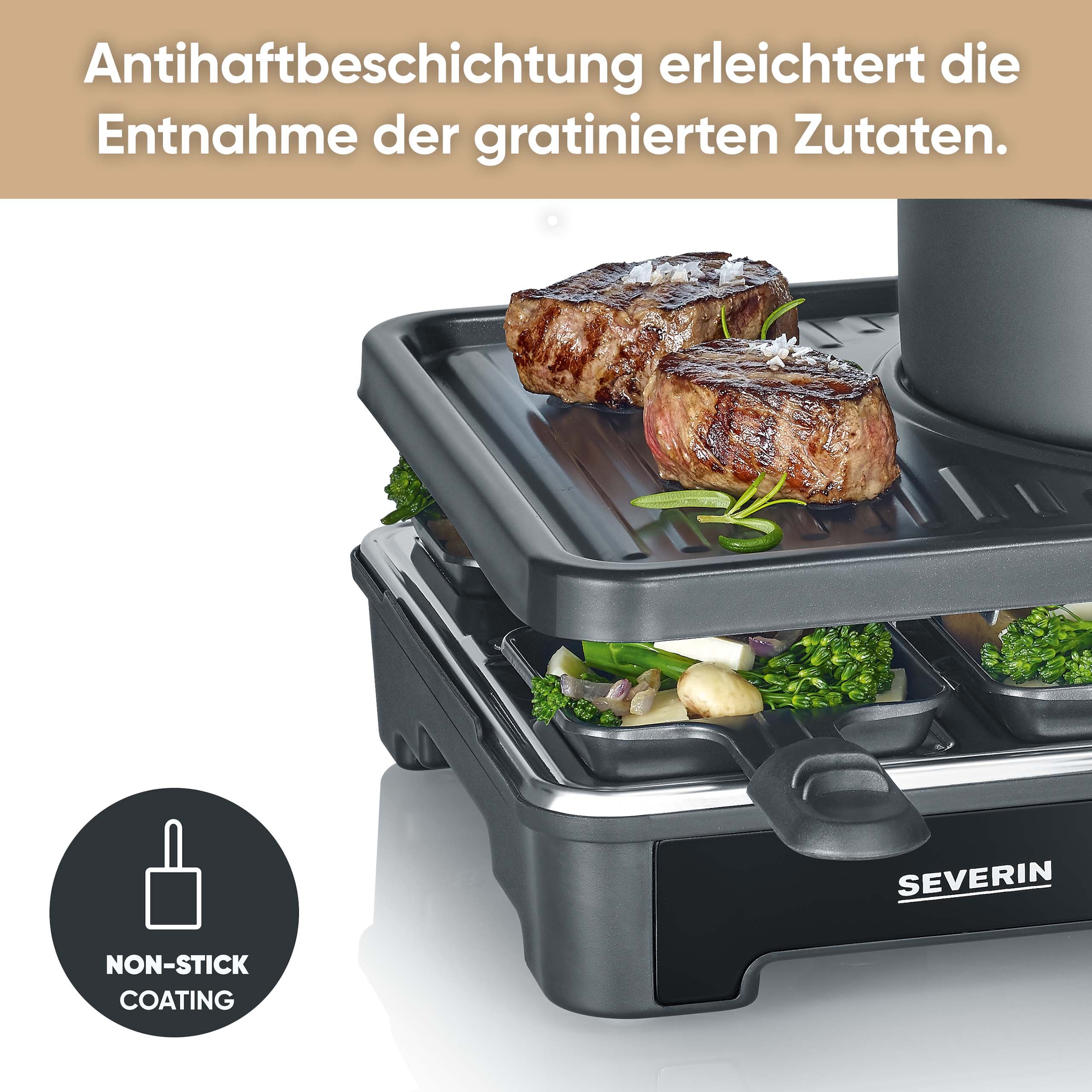 Severin Raclette und Fondue-Set »RG 2347« 8 Stk. Raclettepfännchen 1.400 W