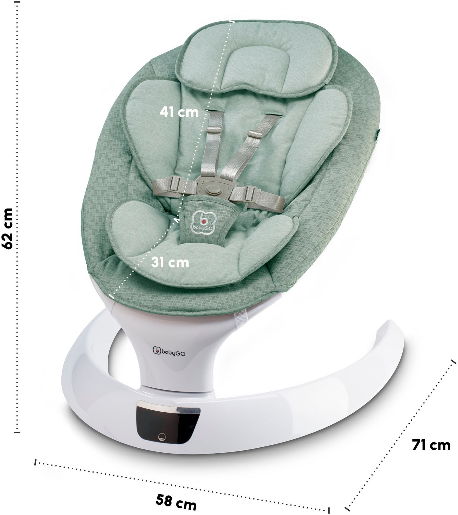 BabyGo Babywippe »Swing«, bis 9 kg, mit Fernbedienung, Musik, Schaukelfunktion