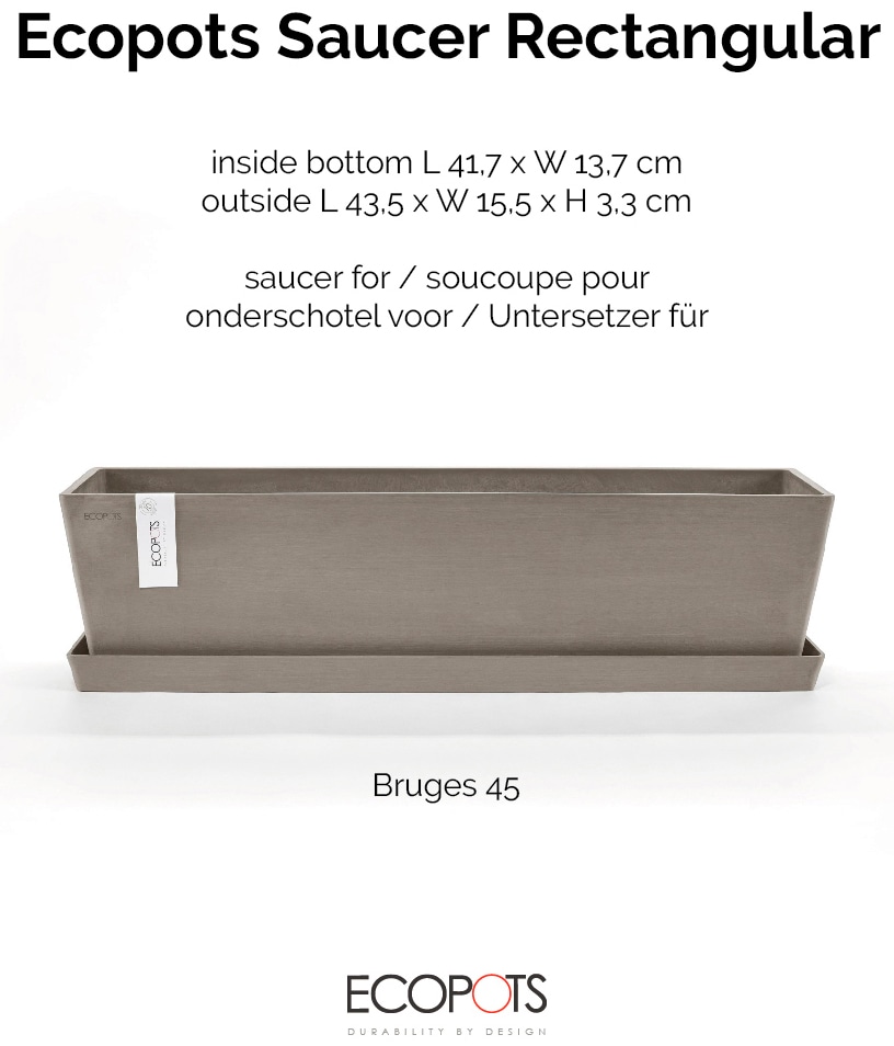 ECOPOTS Topfuntersetzer »Rechteckig 45 Taupe«, für innen und außen: frostsicher, bruchsicher und lichtbeständig