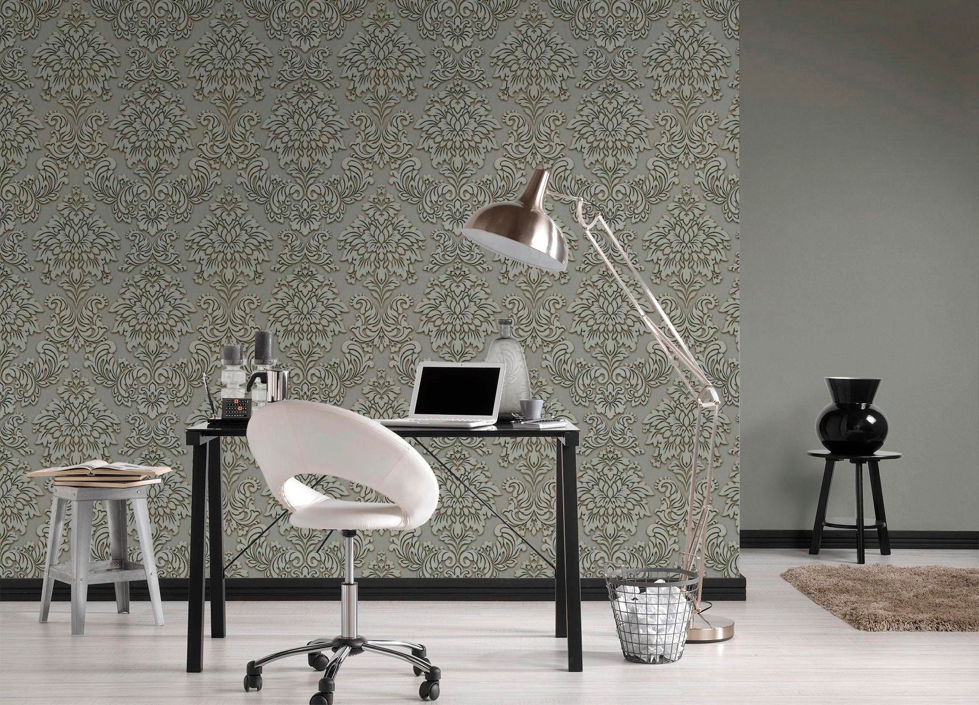 living walls Vliestapete »Metropolitan Stories Lizzy London«, Barock-ornamental-gemustert, Ornament Tapete Barock Metallic Tapeten Wohnzimmer Schlafzimmer Küche