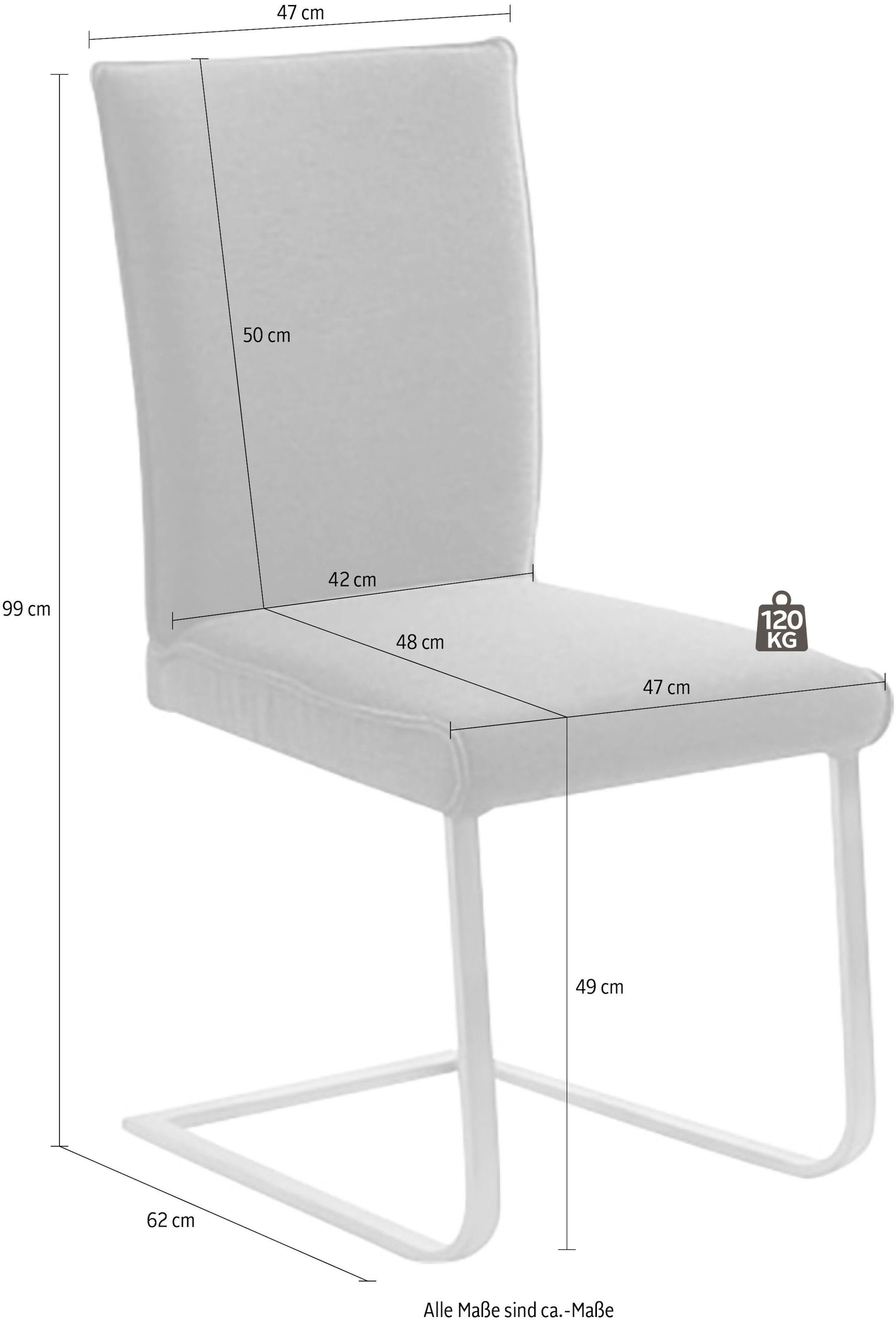 K+W Komfort & Wohnen Freischwinger »Santos III«, Leder Longlife BRONCO, mit Sattlernaht, Gestell aus Edelstahl, hochwertiger Sitzkomfort