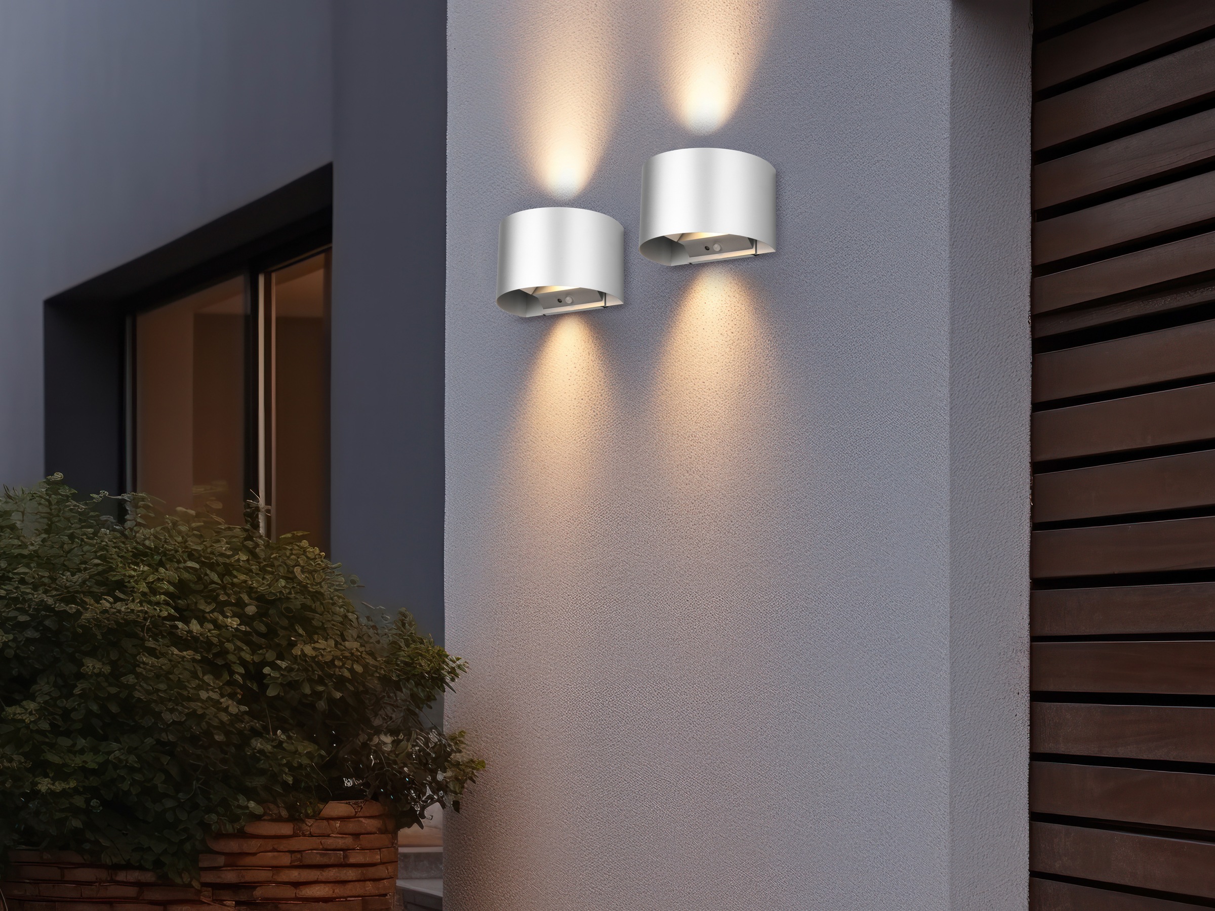 REALITY Leuchten LED Wandleuchte »TALENT, LED Wandlampe mit Magnet Wandhalterung, up-and-down Licht IP44«, 2 flammig, Leuchtmittel LED-Board | LED fest integriert, Bewegungsmelder Dämmerungssensor Akkubetrieb USB-Anschluss Schalter