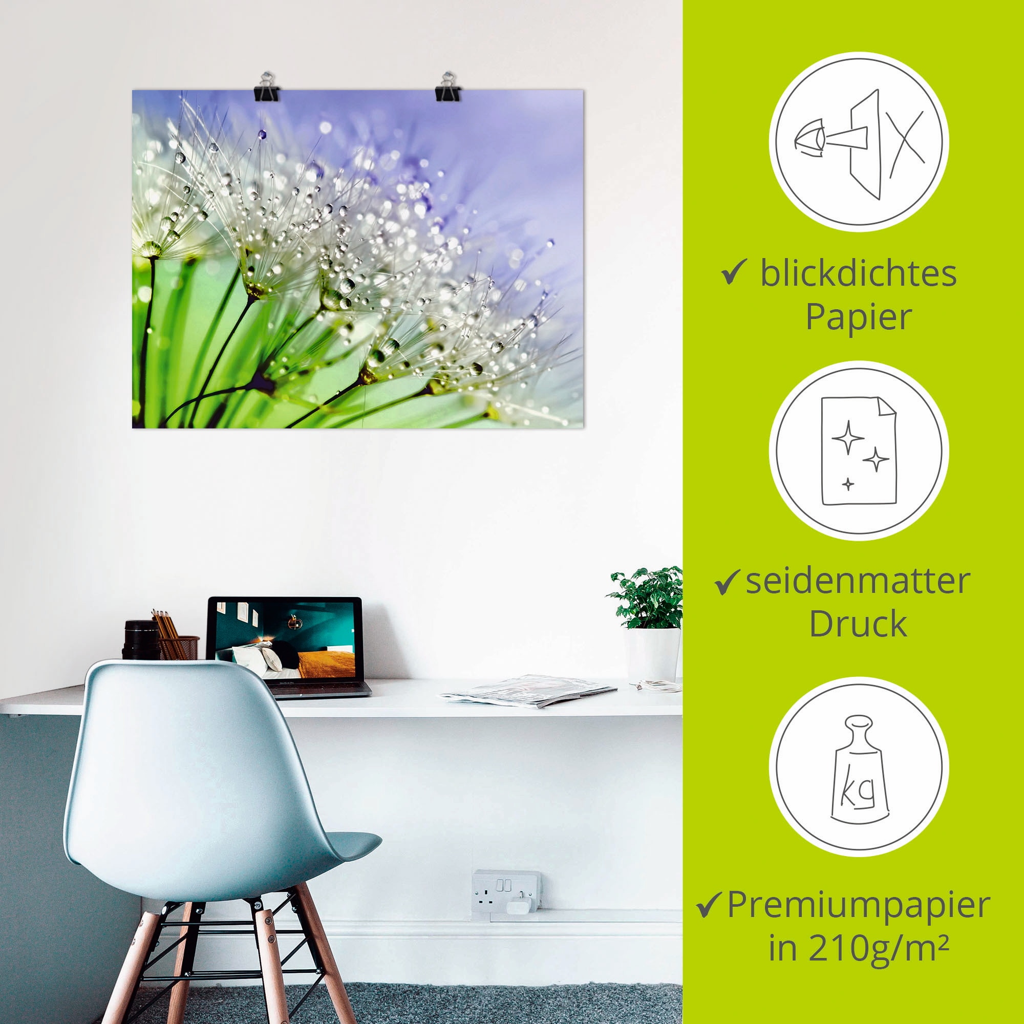 Artland Wandbild »Glitzernde Pusteblume III«, Blumen, (1 St.), als Leinwandbild, Poster, Wandaufkleber in verschied. Größen