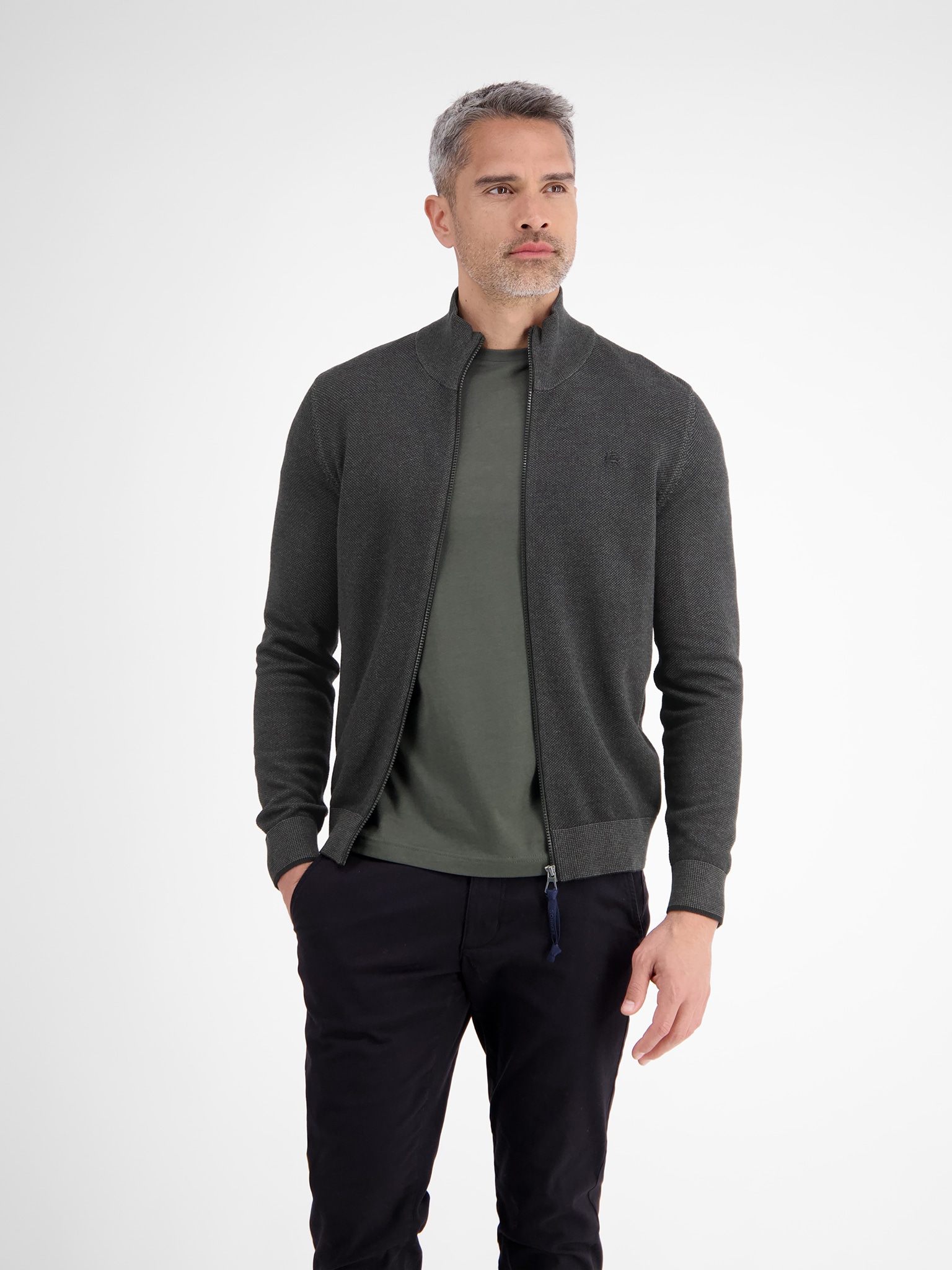 LERROS Strickjacke mit Reißverschluss und Strehkragen