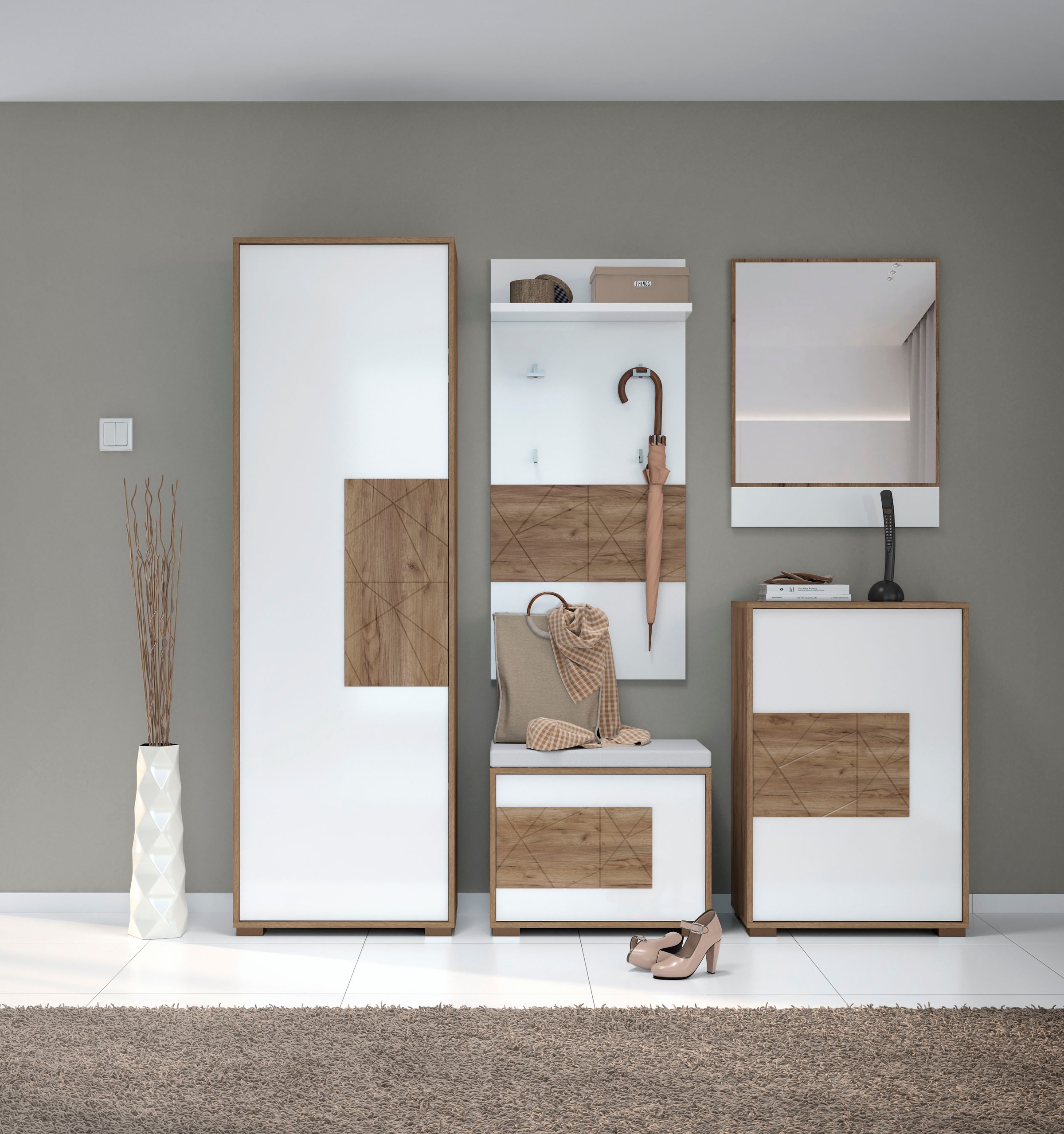 Places of Style Garderoben-Set »Stela«, (Set, 5 St., Garderobenschrank,Schu günstig online kaufen