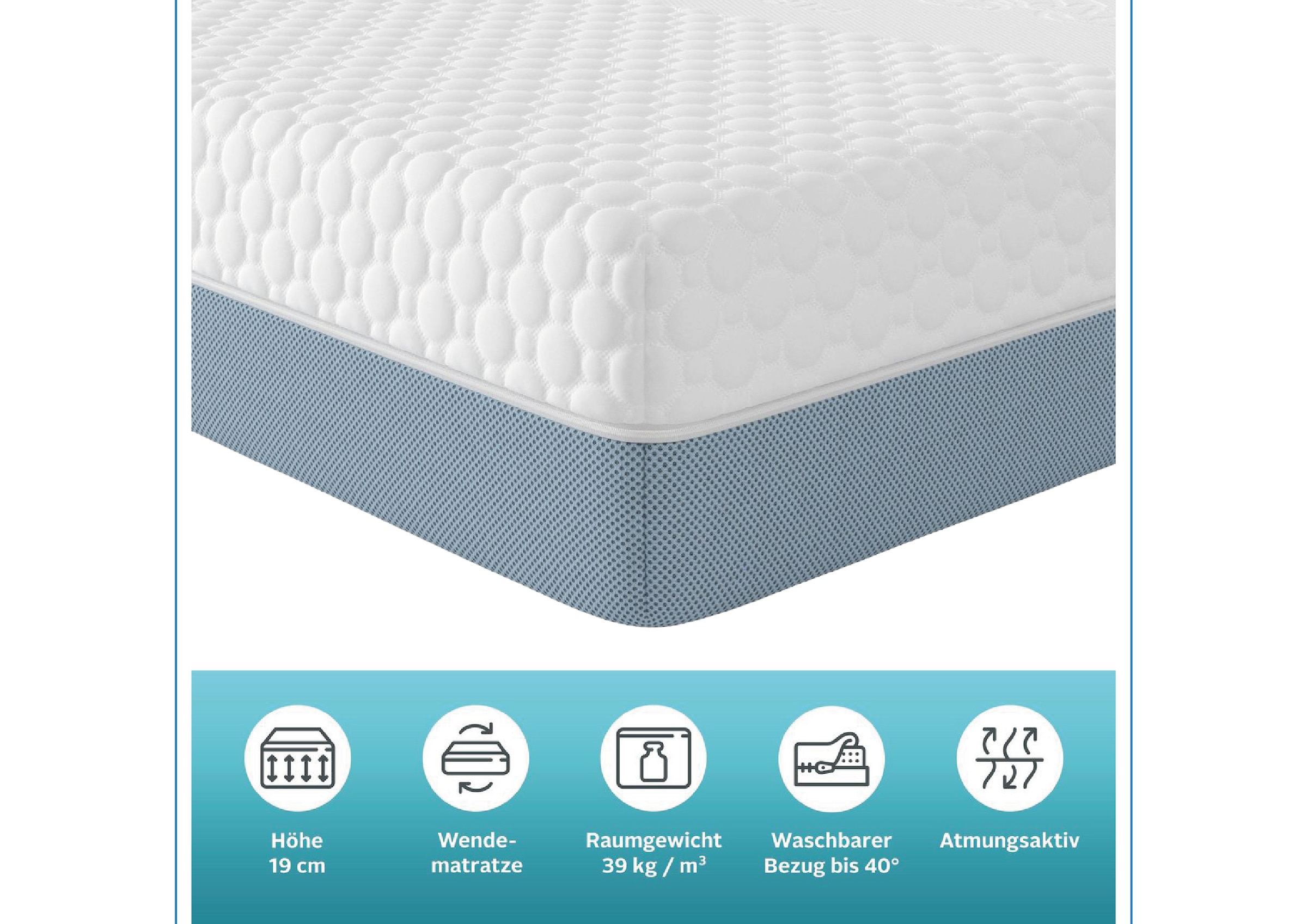 OTTO home Hybridschaum-Matratze »Flipper, 90x200 cm, 140x200 cm & mehr, langlebige Qualität (RG 39)« 19 cm hoch Raumgewicht: 39 kg/m³ 1 Stk. tlg. vier unterschiedlich feste Liegeseiten, H2+3/H3+4/H4+H5, Wendematratze