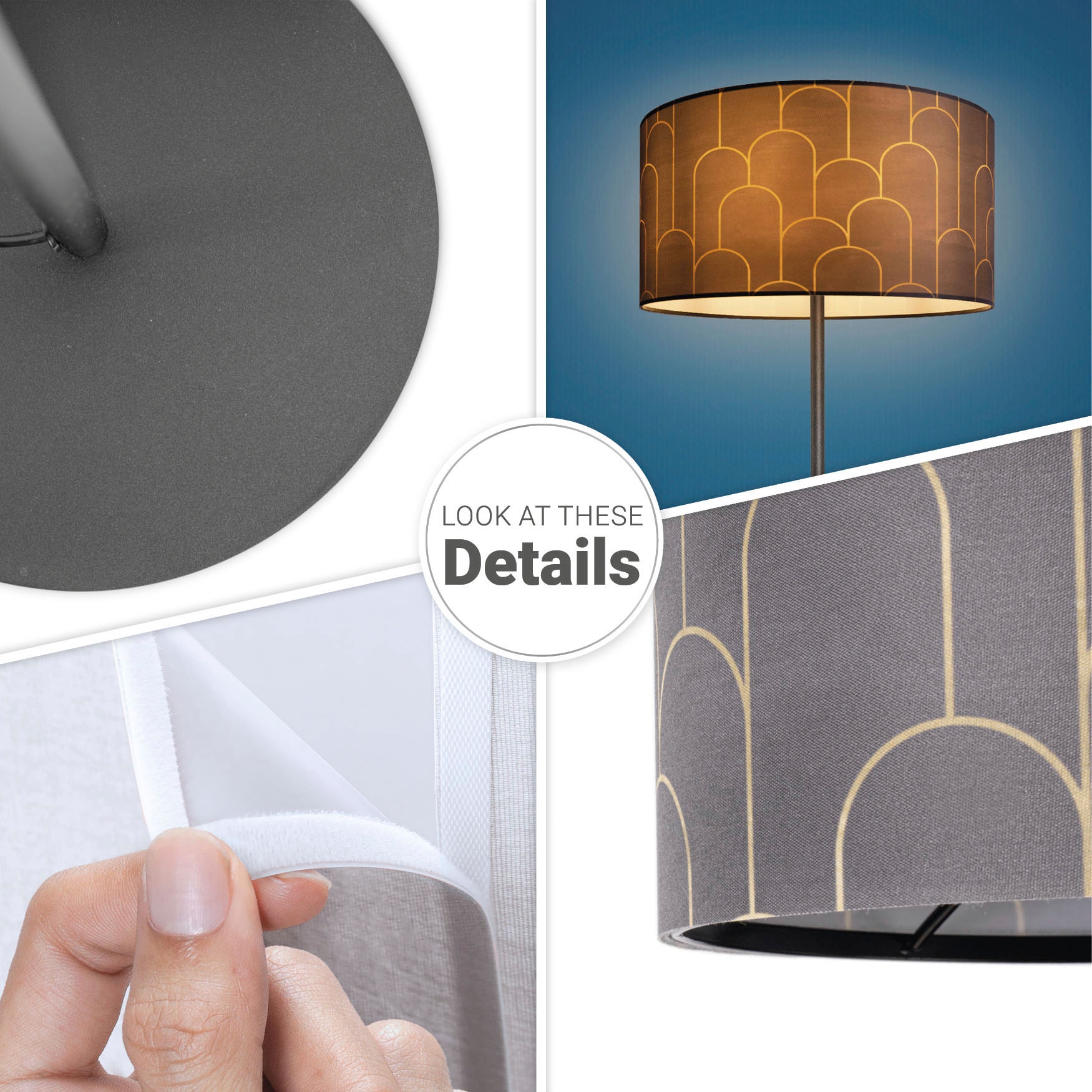 Paco Home Stehlampe »Luca Pillar« E27 Stehlampe Mit Schirm  Wohnzimmer Lampenschirm Stoff Modern Abstrakt