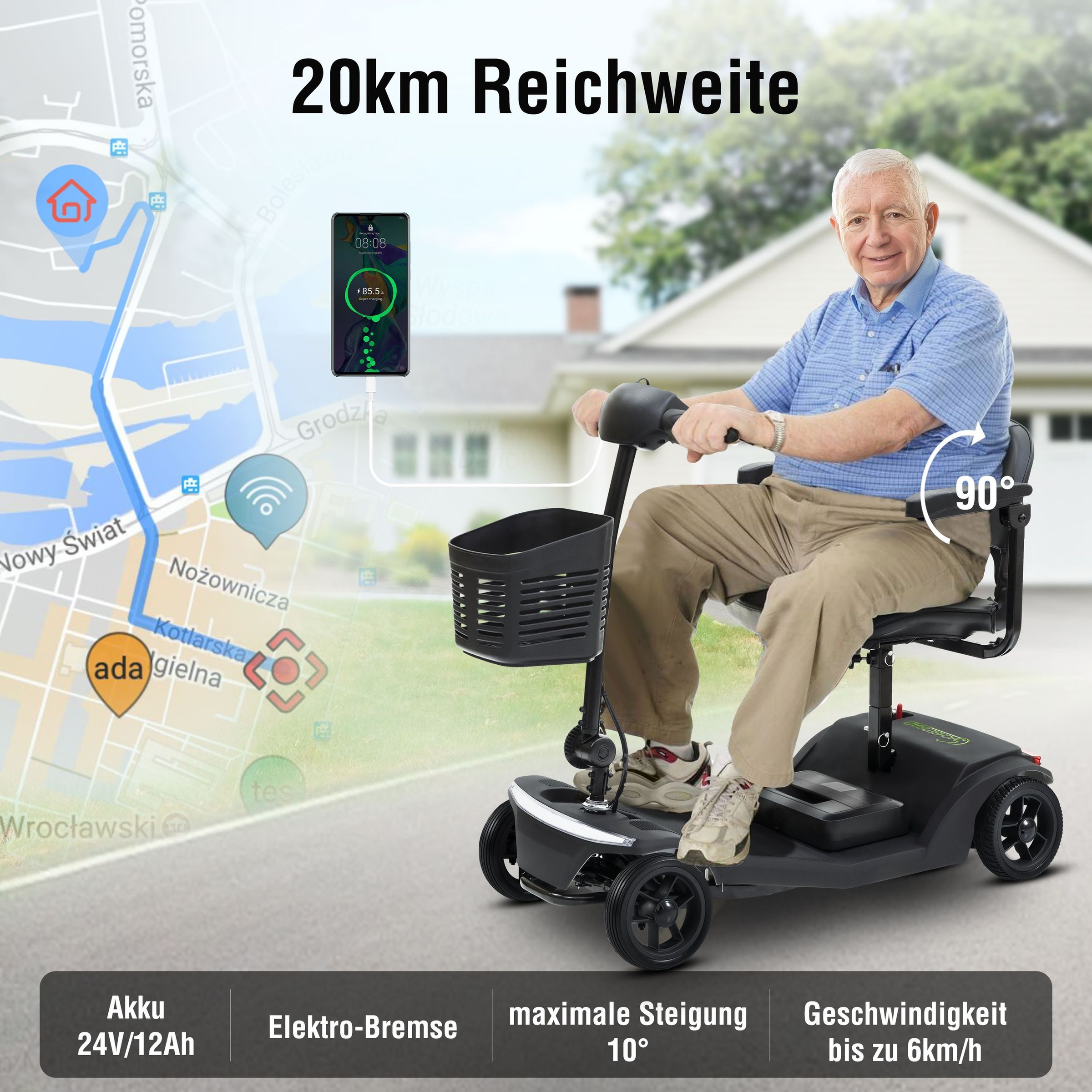 SachsenRad Elektromobil »BestAGE Seniorenmobil Royal mit Korb« 250 W 6 km/h mit Korb