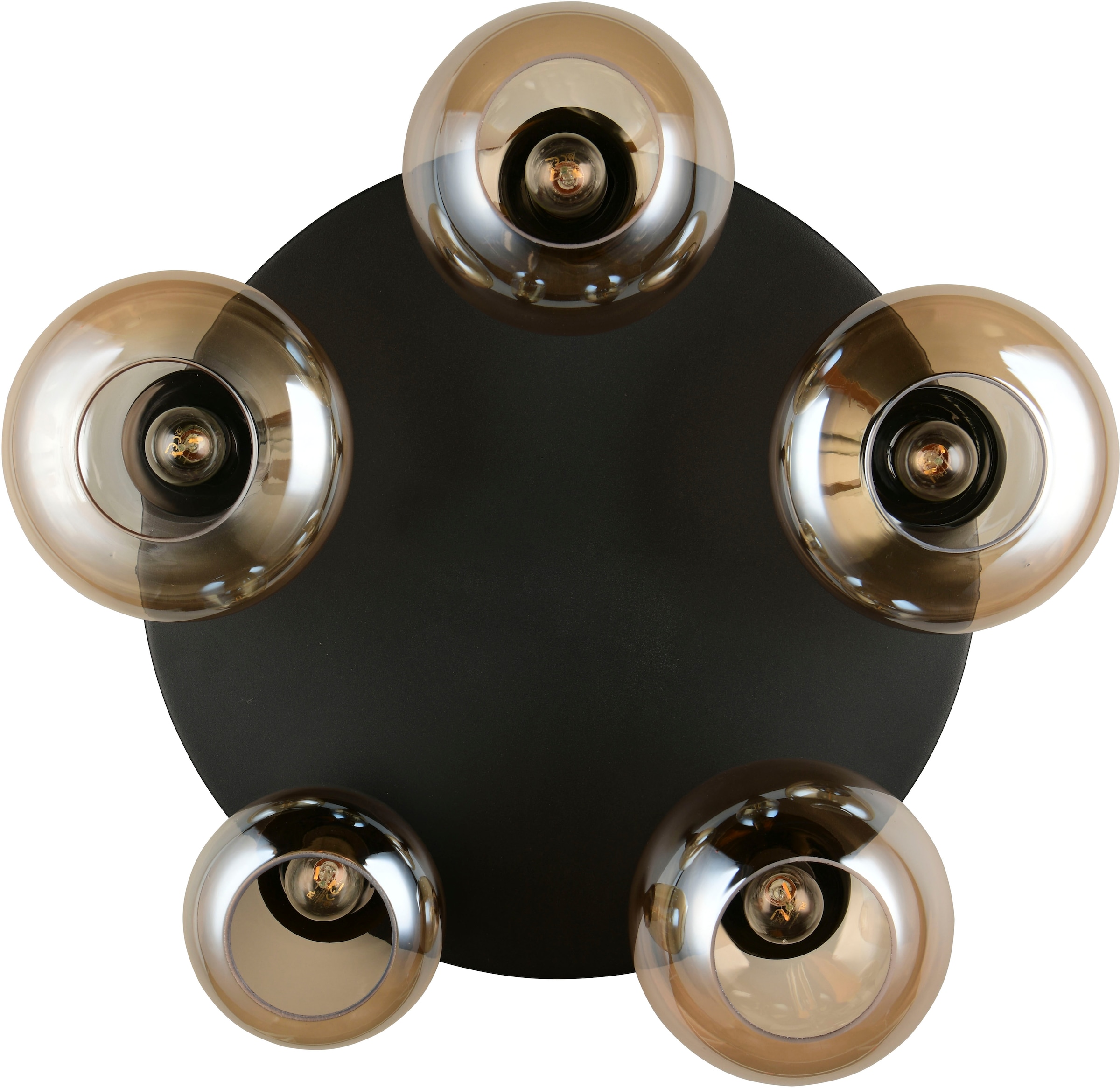 TRIO Leuchten Deckenleuchte »Lumina, Deckenlampe 5-flammig mit Glasschirm, exkl 5x E14 , max 10W« E14 1 Stk. warmweiß - kaltweiß Ø 64 cm Höhe 25 cm, spiegelnde Glas Lampenschirme in 3 modernen Formen