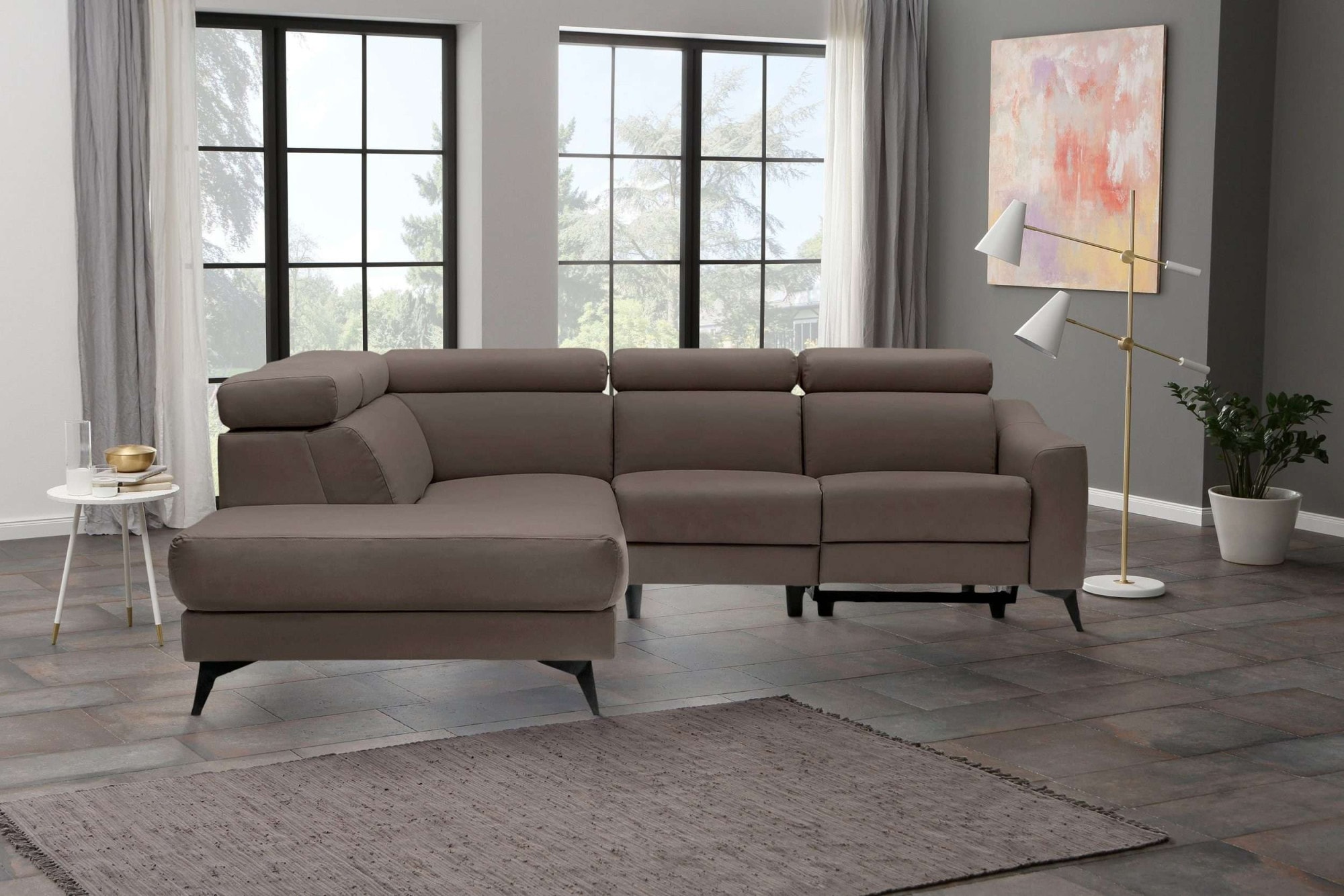 Places of Style Ecksofa »Valerio«, mit 1 elektrischer Relaxfunktion und USB-Anschluß