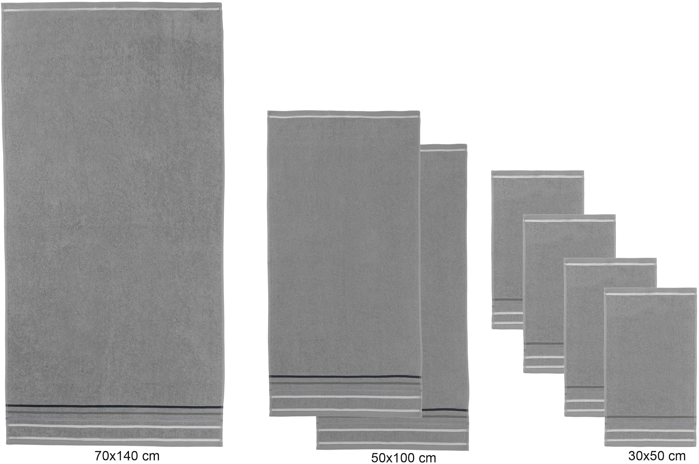 OTTO home Handtuch Set »Niki, Duschtuch, Handtücher und Gästetücher« Set Walkfrottee Handtücher mit mehrfarbiger Streifenbordüre, weich, aus 100% Baumwolle