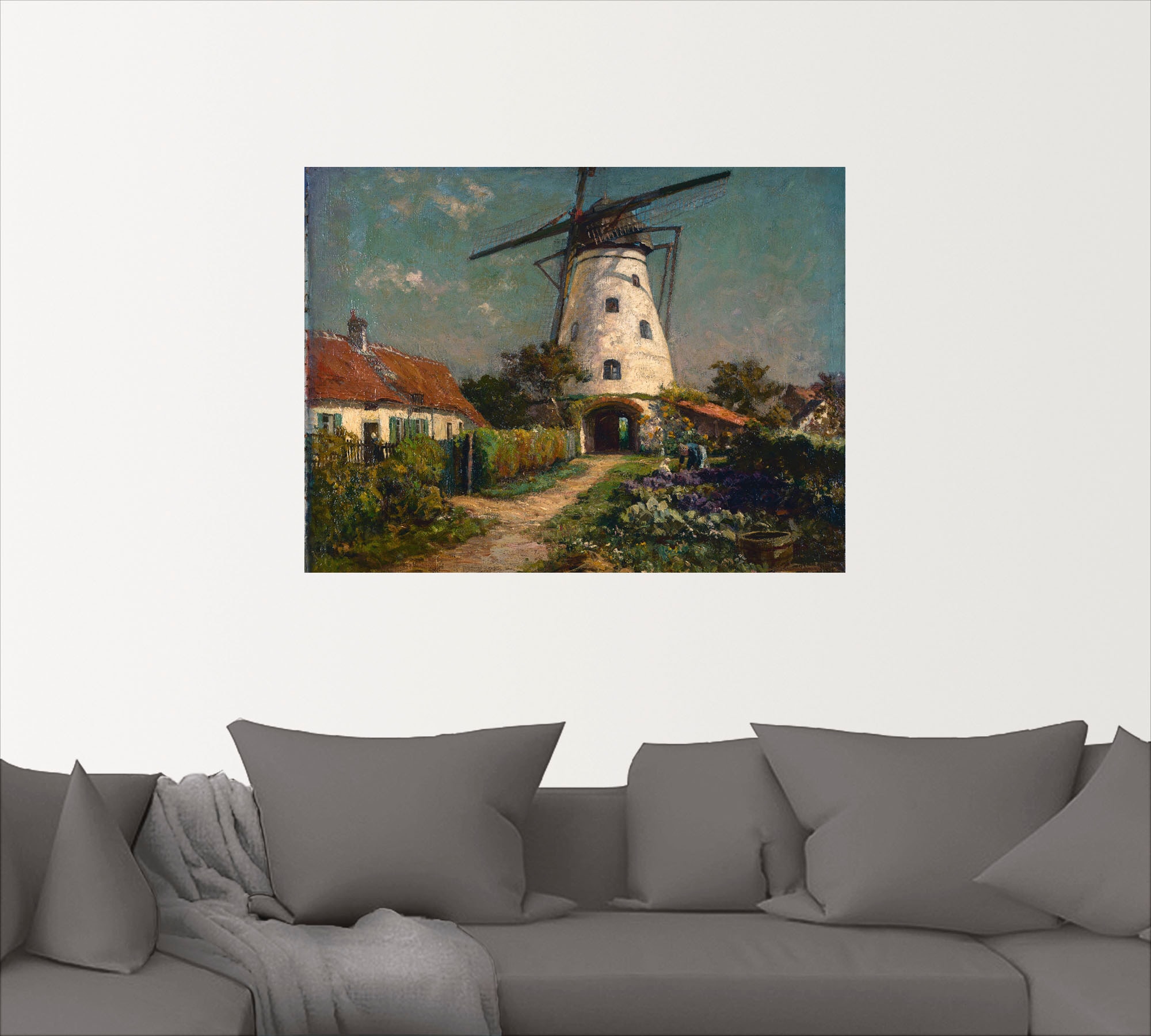 Artland Wandfolie »Bauerngarten bei einer Windmühle.«, Gebäude, (1 St.), selbstklebend