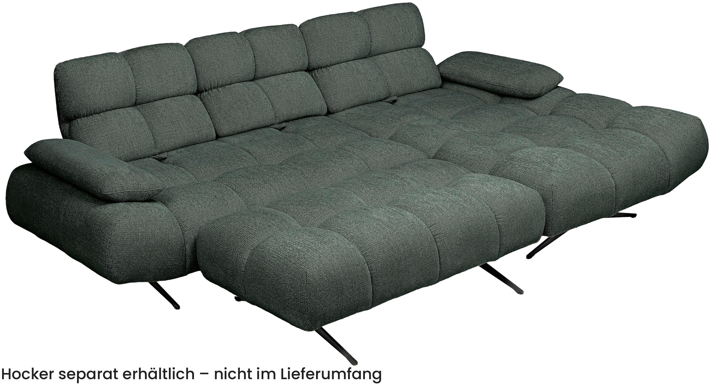 WERK2 Ecksofa »Prado-S Designer Sofa in L-Form mit Bubble-Optik, 285 cm breit« Sitztiefenverstellung an allen 3 Rückenelementen & Schwebe-Optik