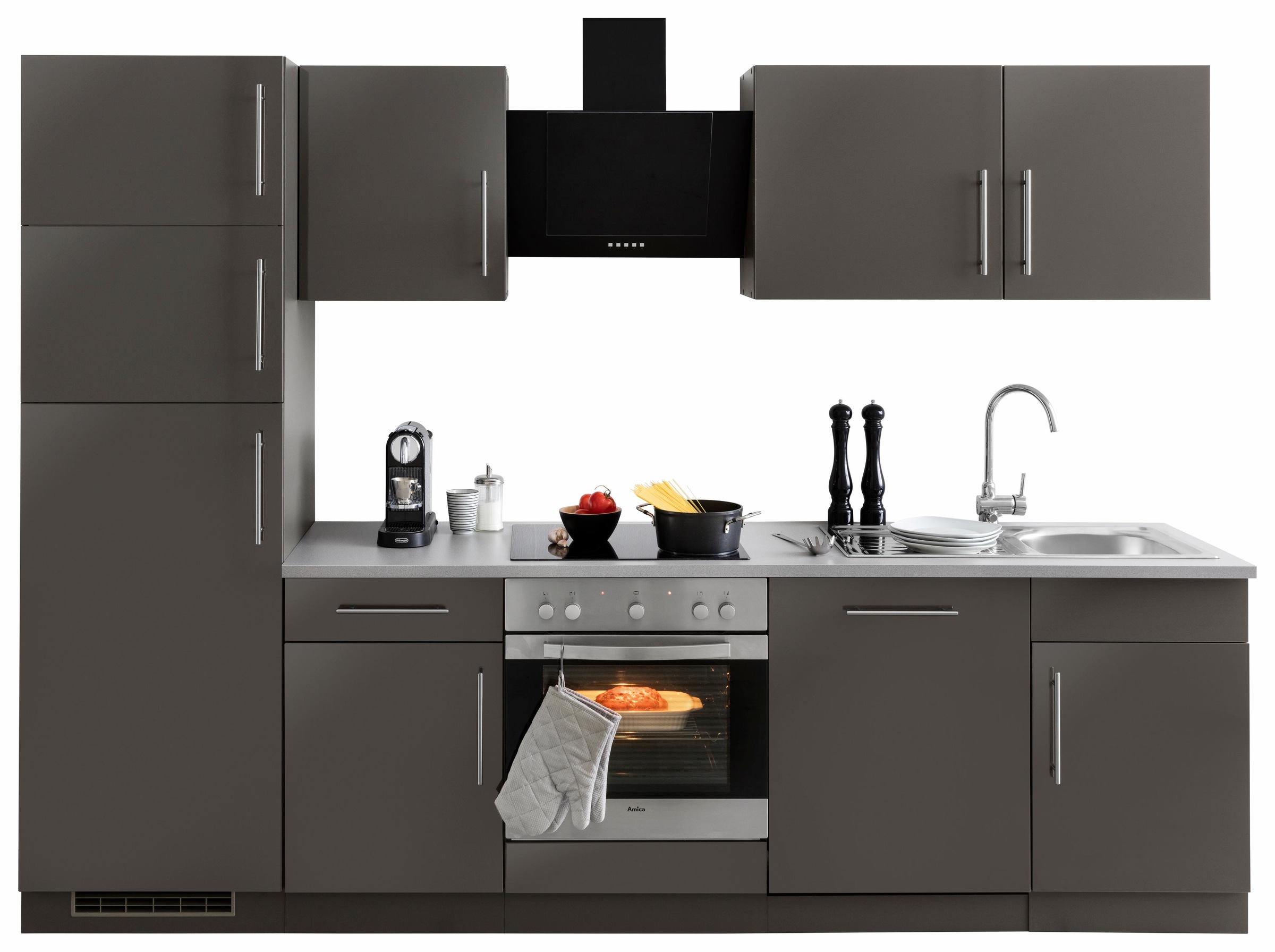 wiho Küchen Küchenzeile »Cali«, mit 280 kaufen Raten Kühl-Gefrierkombination, cm und Breite auf E-Geräten
