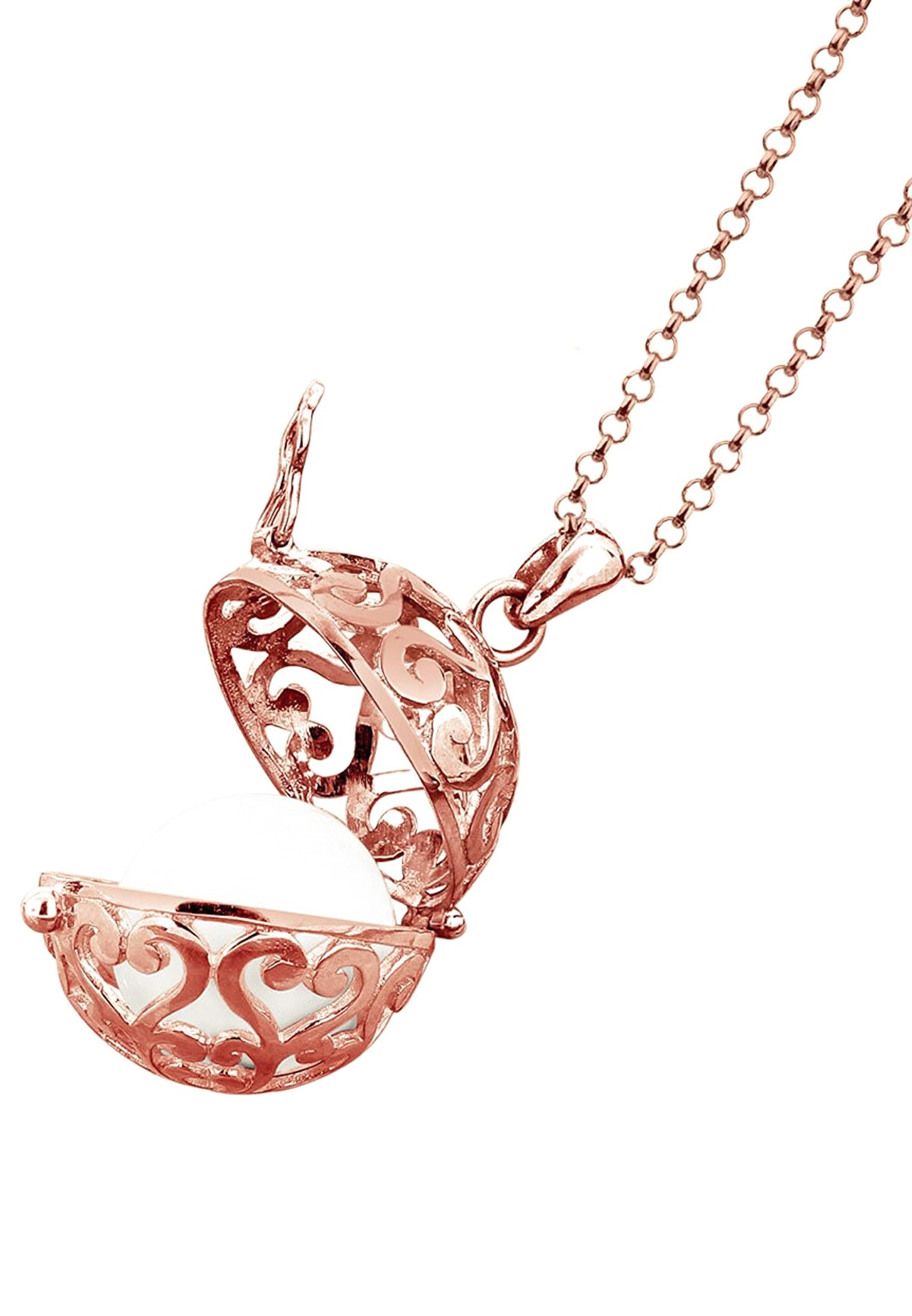 Nenalina Kette mit Anhänger »Engelsflüsterer Klangkugel Herz 925 Silber rosé«