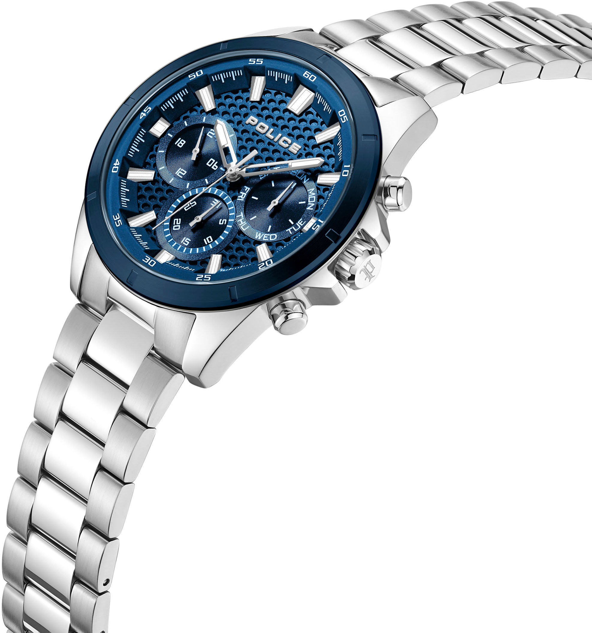 Police Multifunktionsuhr »MOTION«, Quarzuhr, Armbanduhr, Herrenuhr, Edelstahlarmband, analog, Wochentag