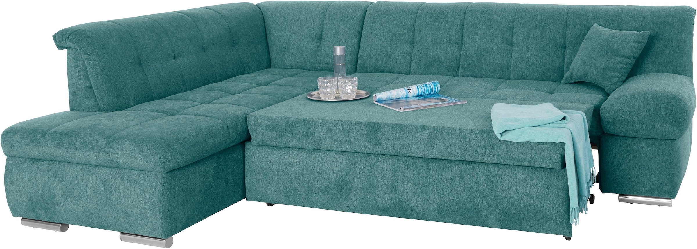 DOMO collection Ecksofa »Mona L-Form«, wahlweise mit Bett- und Armlehnfunktion