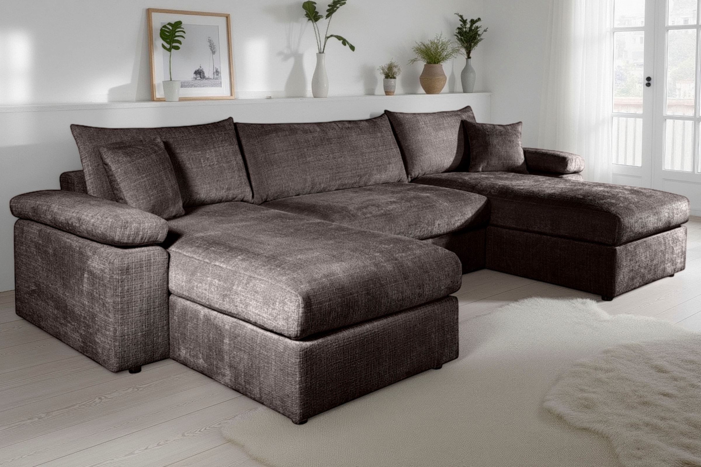 OTTO home Wohnlandschaft »Cosy U-From Breite 309 cm, Sitzaufbau im Sandwich-Federkern« Bezüge in Cord oder Struktur weich wählbar mit Kaltschaumauflage