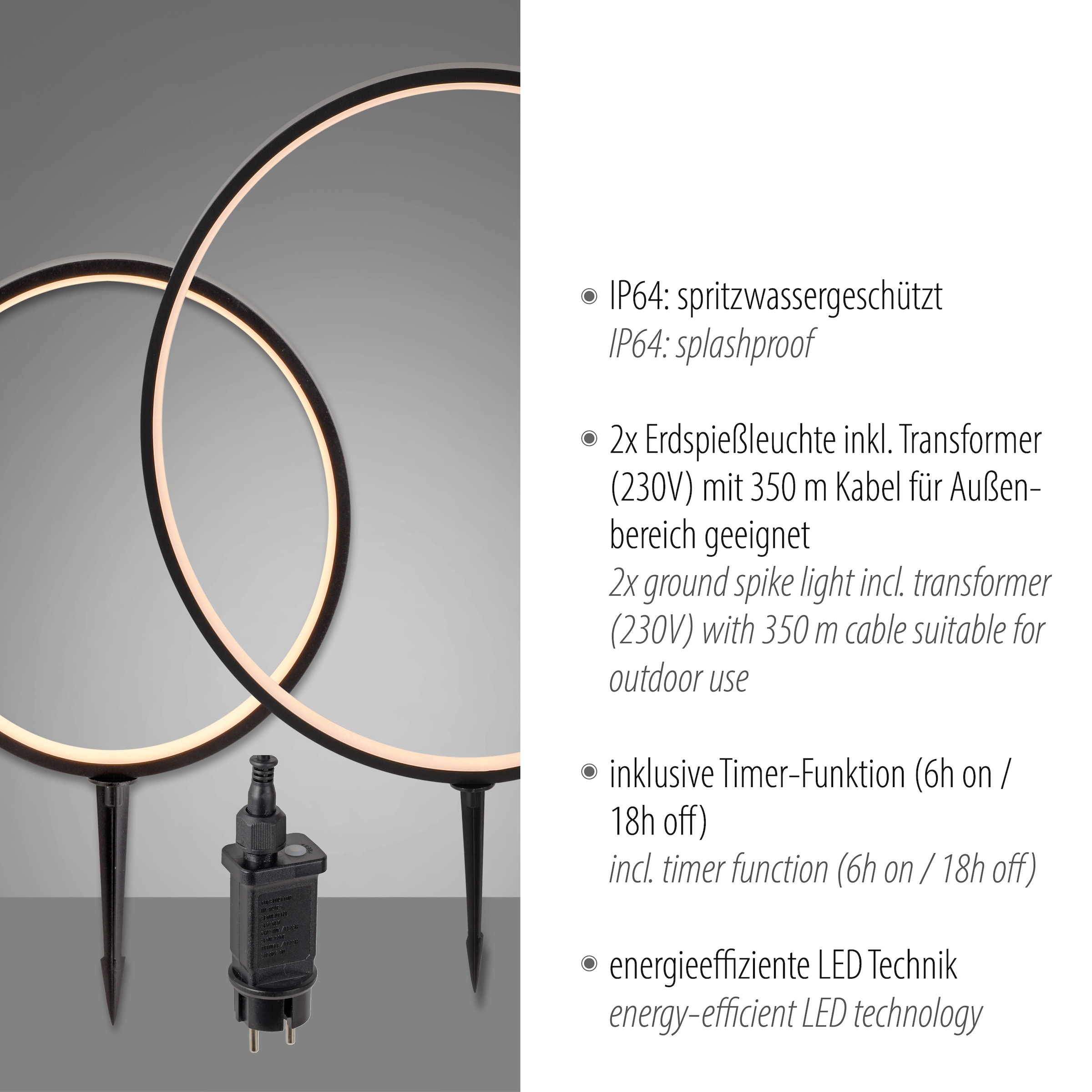 JUST LIGHT Gartenleuchte »ZIRKULU Set«, 1 flammig, Leuchtmittel LED-Board | LED fest integriert, LED l IP65