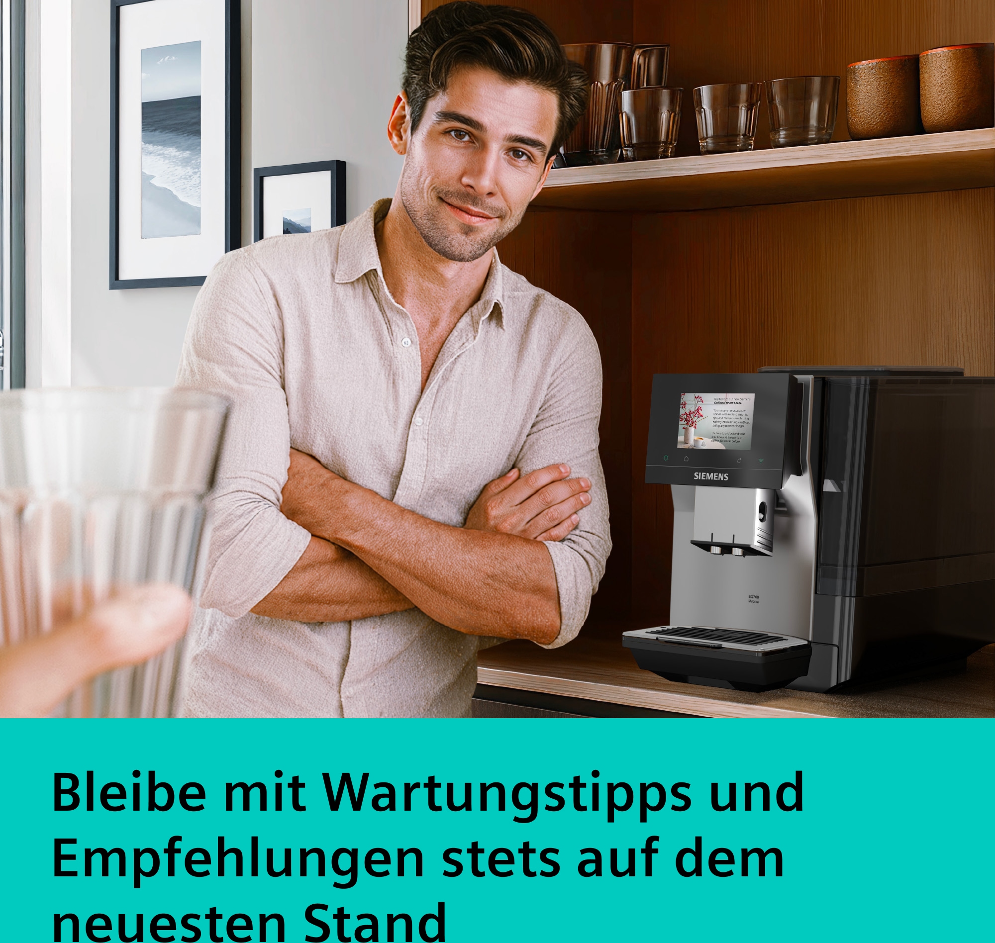 SIEMENS Kaffeevollautomat »EQ700 TP725ET7, inkl. Thermo-Kaffeebecher, XL-Getränke, 20 Favoriten« farbiges Full-Touch-Display, Doppeltassenfunktion, sehr leise, silber