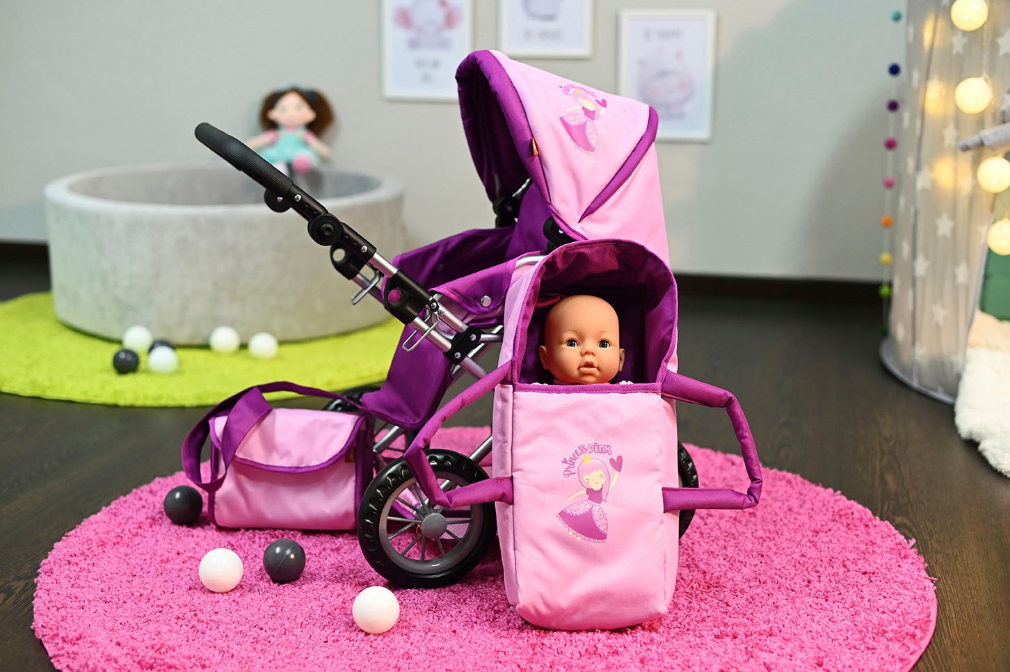 Knorrtoys® Kombi-Puppenwagen »Ruby - princess pink«, mit Wickeltasche