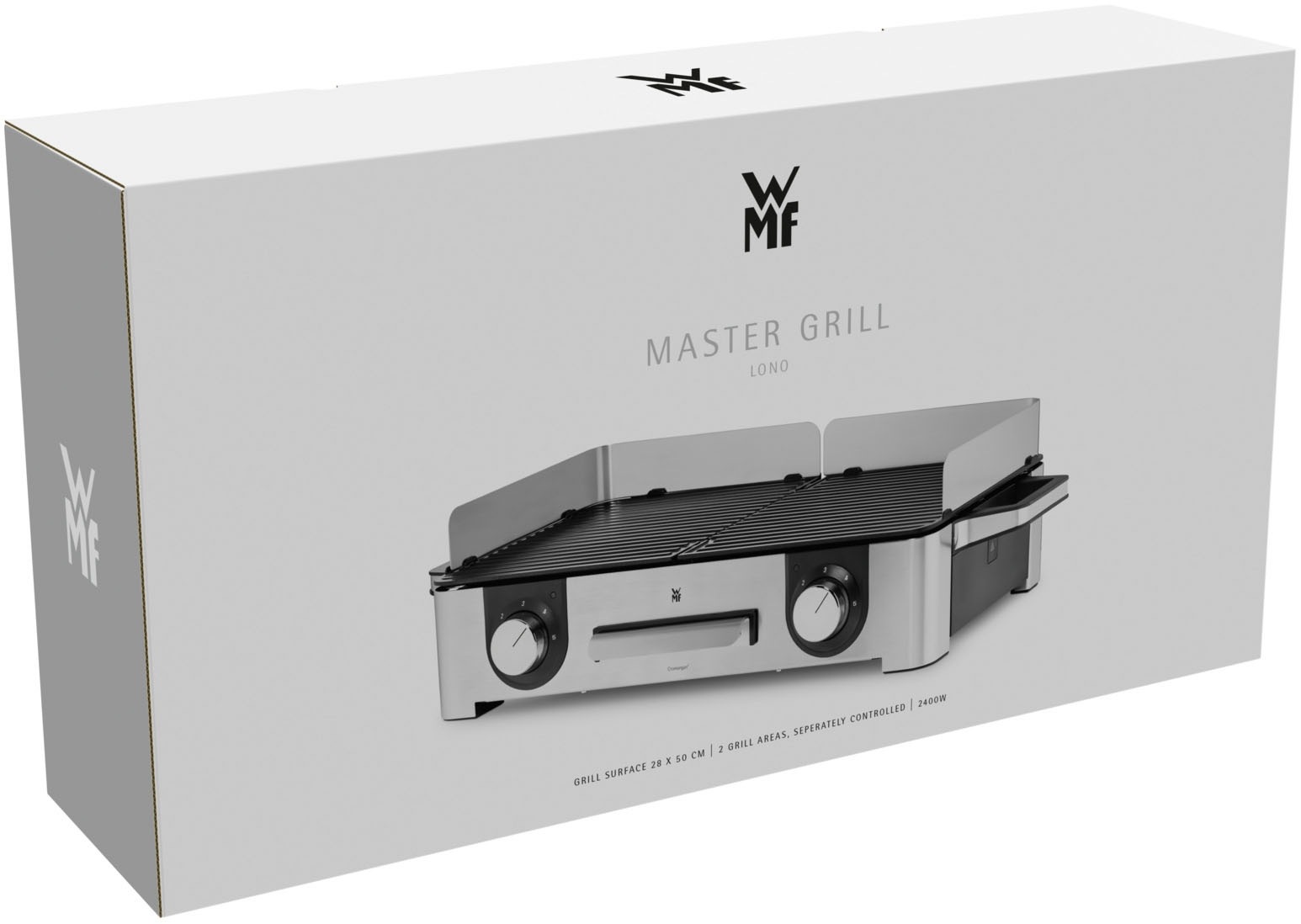 WMF Tischgrill »Lono Master Grill, getrennt regulierte Platten, variable Temperaturen«, 2400 W, outdoorgeeignet, Wind-/Spritzschutz, spülmaschinengeeignete Teile