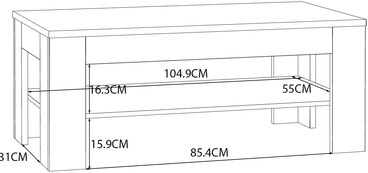 FORTE Couchtisch »Killarney«, Breite 110 cm, Ablage, pflegeleicht, einfache Montage