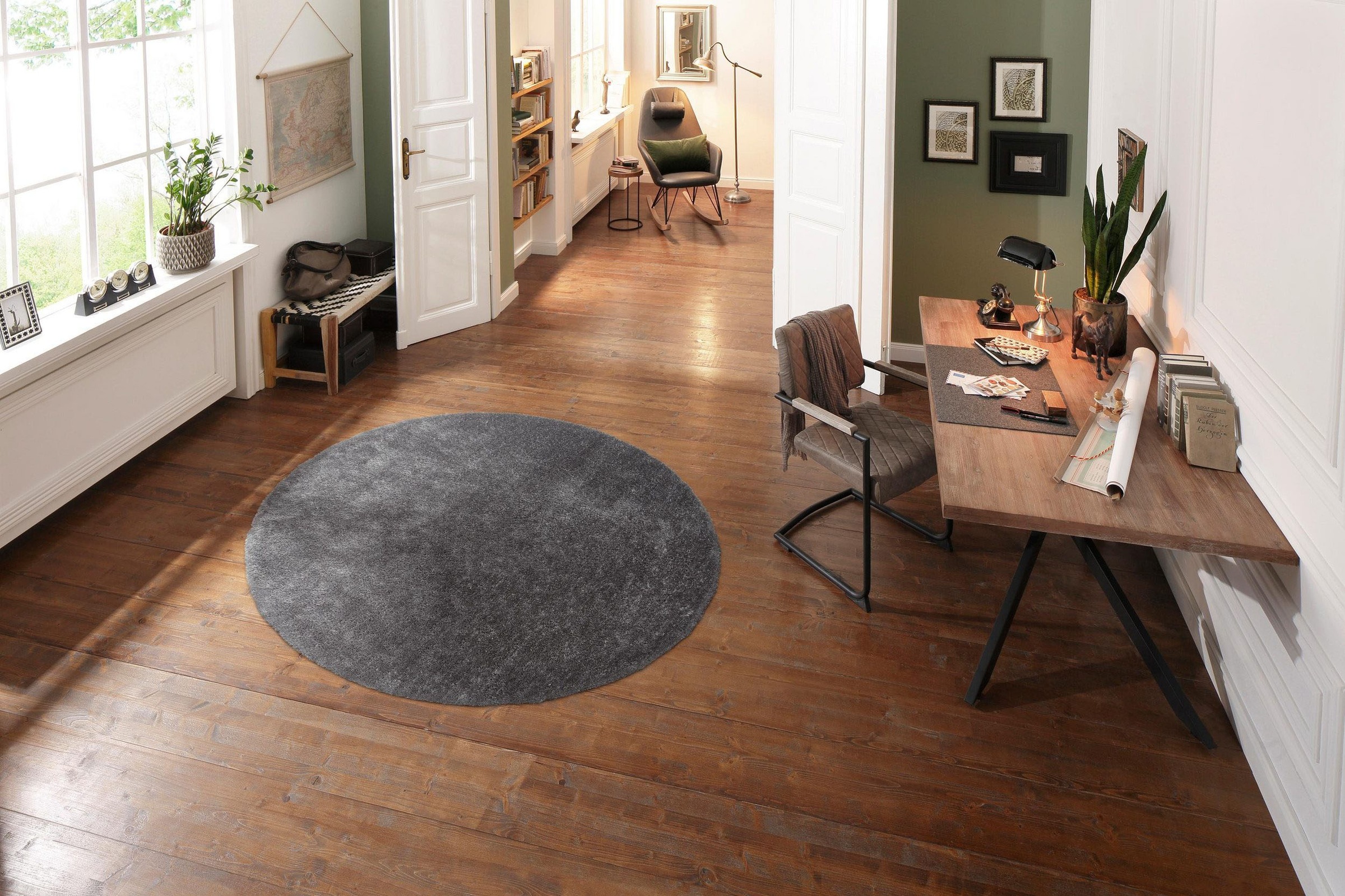 Home affaire Hochflor-Teppich »Deman«, rund, 25 mm Höhe, Uni-Farben, besonders weich und kuschelig durch Mikrofaser, rund