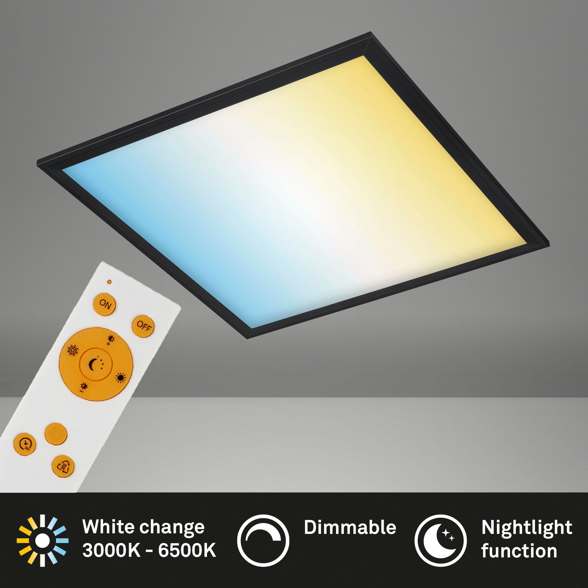 Briloner Leuchten LED Panel mit Fernbedienung, Gr. ca. 44,5 x 44,5 cm, stufenlos dimmbar, LED fest integriert