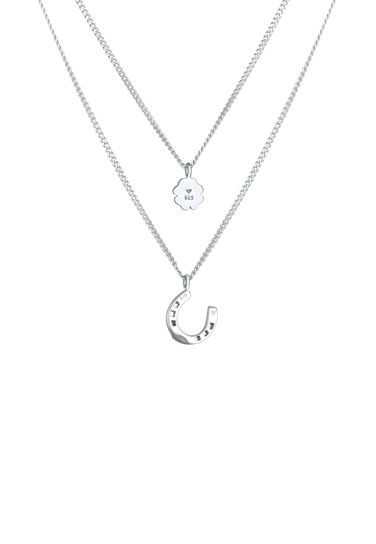Nenalina Gliederkette »Layer Kleeblatt Hufeisen Glück 925 Silber«