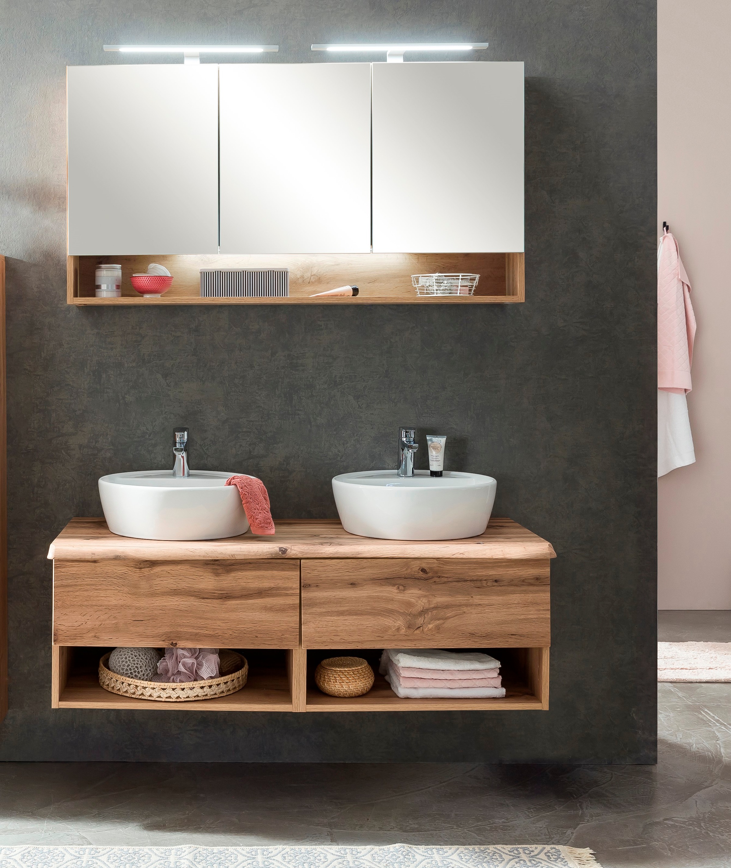 welltime Badmöbel-Set »Stubach« Spiegelschrank und Waschtisch, 2 Stk. tlg. günstig online kaufen