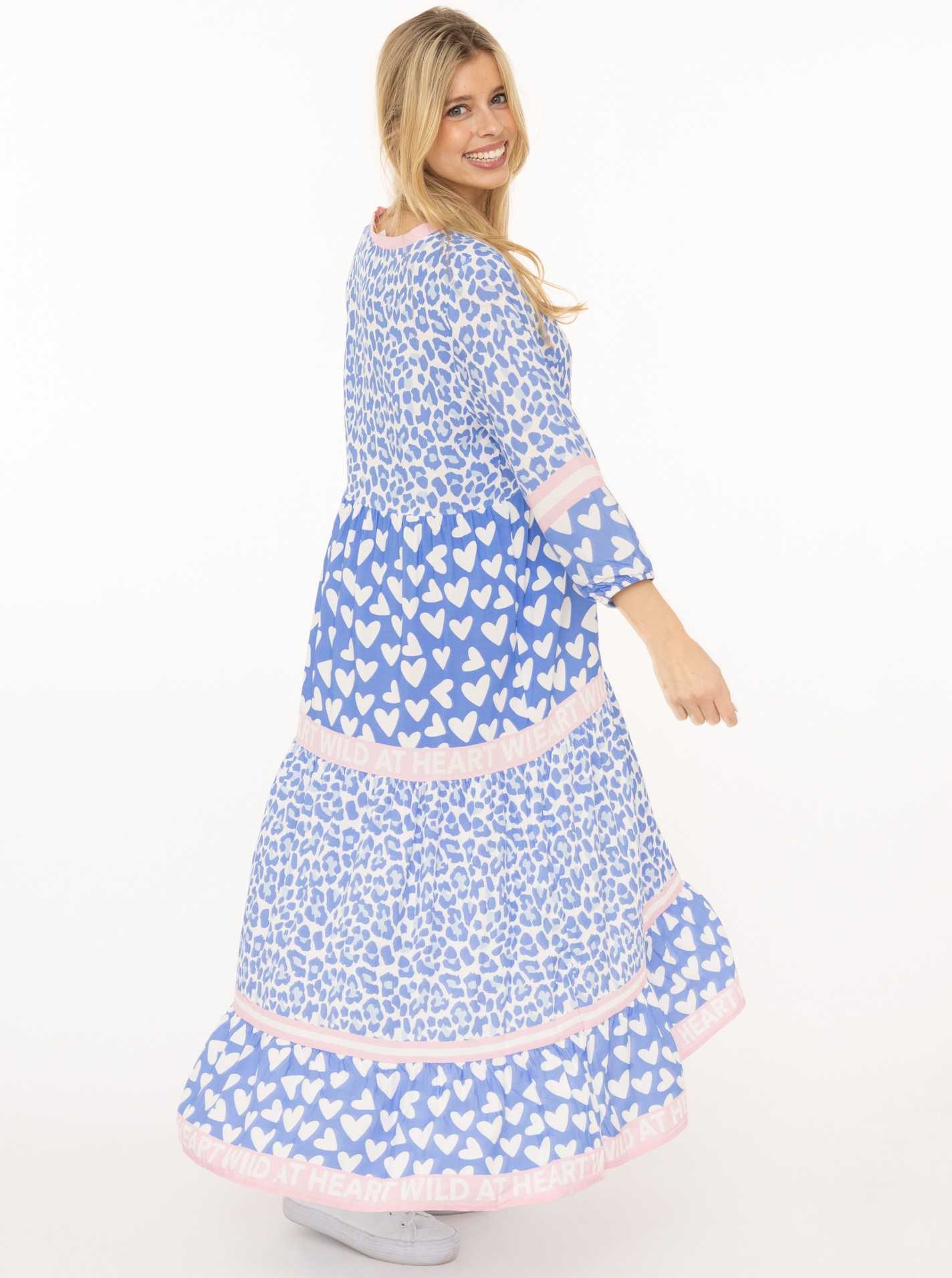 Zwillingsherz Maxikleid »"Leo Love"« Mustermix: Leo und Herzen, Knopfleiste und 3/4 Arm