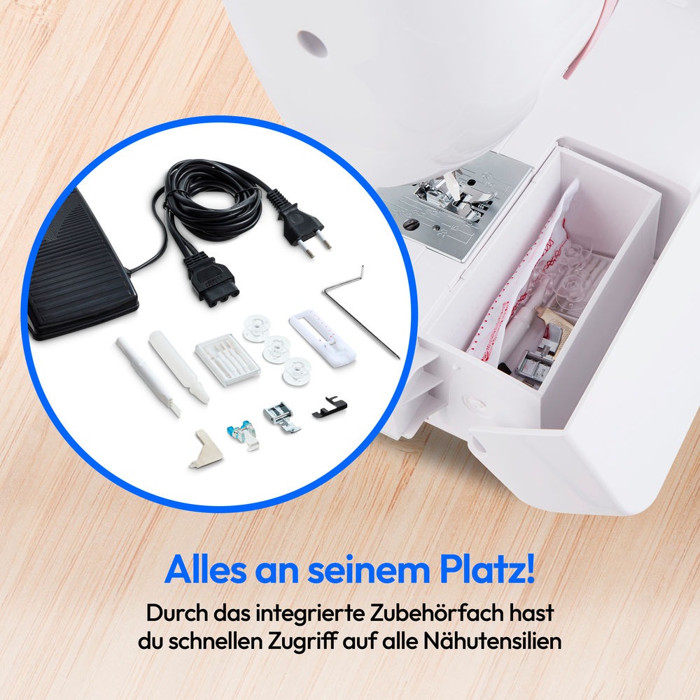 Medion® Freiarm-Nähmaschine »SM60 (MD 10689), 60 Stichmuster, Rückwärtstaste, 60 Watt Motorleistung«, 24 Programme, automatischer Einfädler, einstellbare Stichlänge und -breite, Nähloch