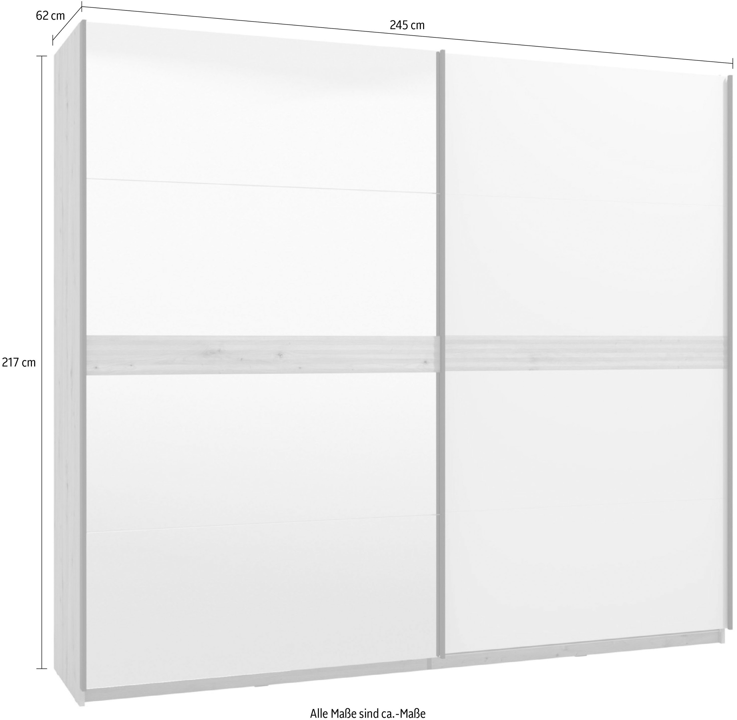 INOSIGN Schwebetürenschrank »Modena, Breite 245 cm, FSC-zertifiziert, Trendfarbe cashmere«, Schlafzimmerschrank mit Spiegel, mit verschiedenen Innenausstattungen