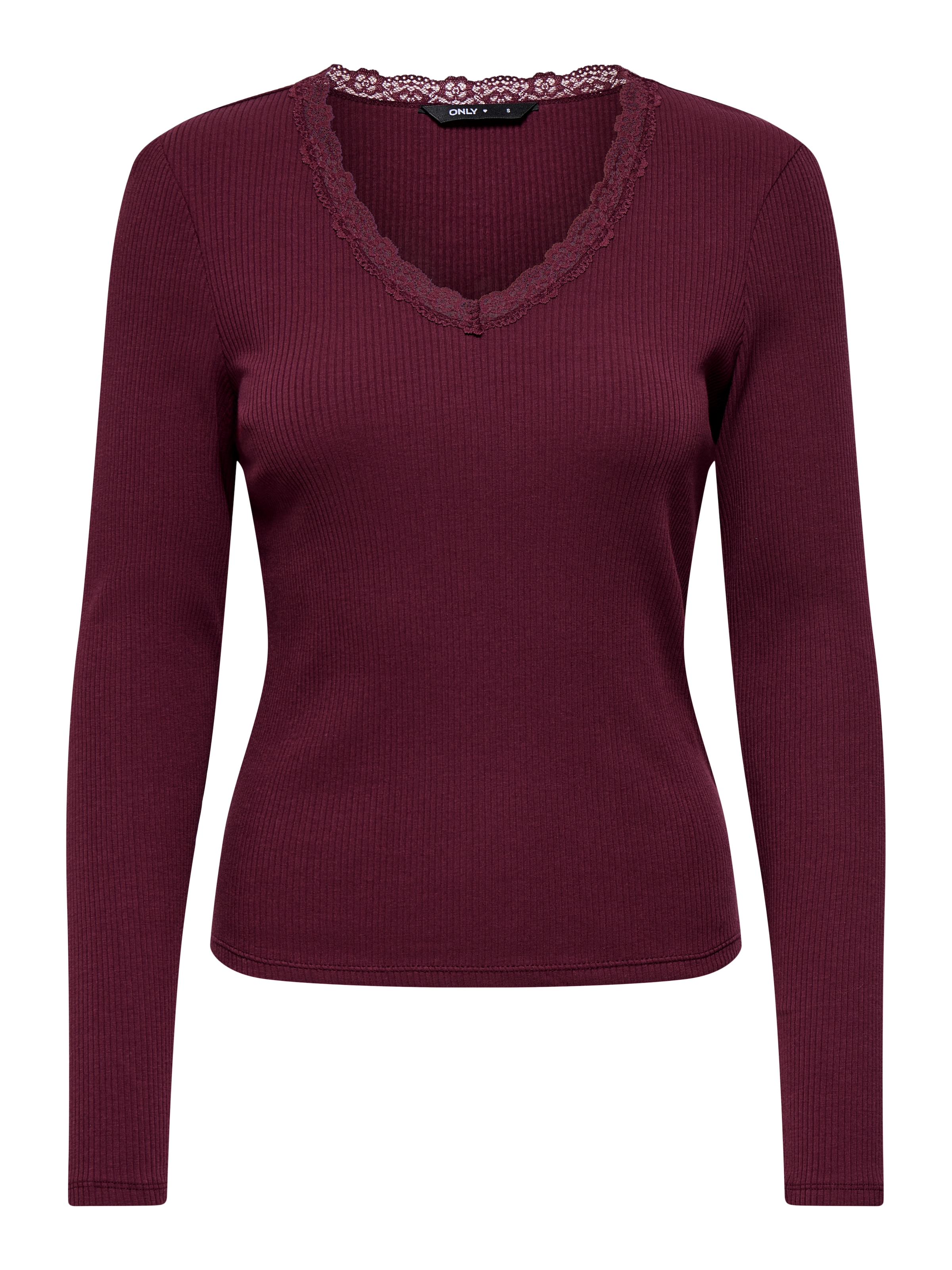 ONLY V-Shirt »ONLSARA SHARAI L/S V-NECK TOP JRS« Baumwollmischung, slim fitregular fit