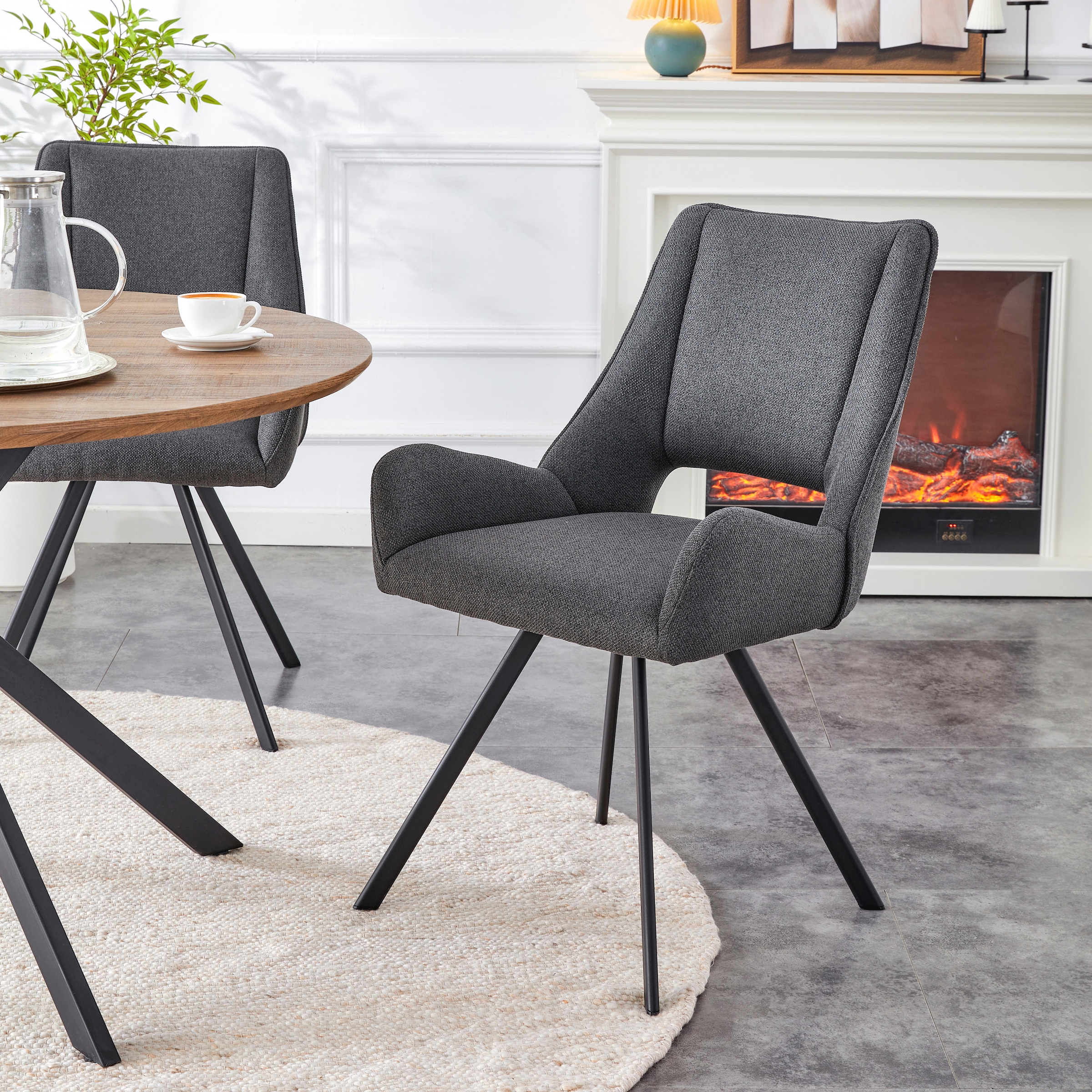 Home affaire Esszimmerstuhl »AIRDRIE, 2er Set, mit Metallgestell in matt schwarz« (Set) 2 Stk.in verschiedenen Farben, Belsatbarkeit pro Stuhl 120 kg