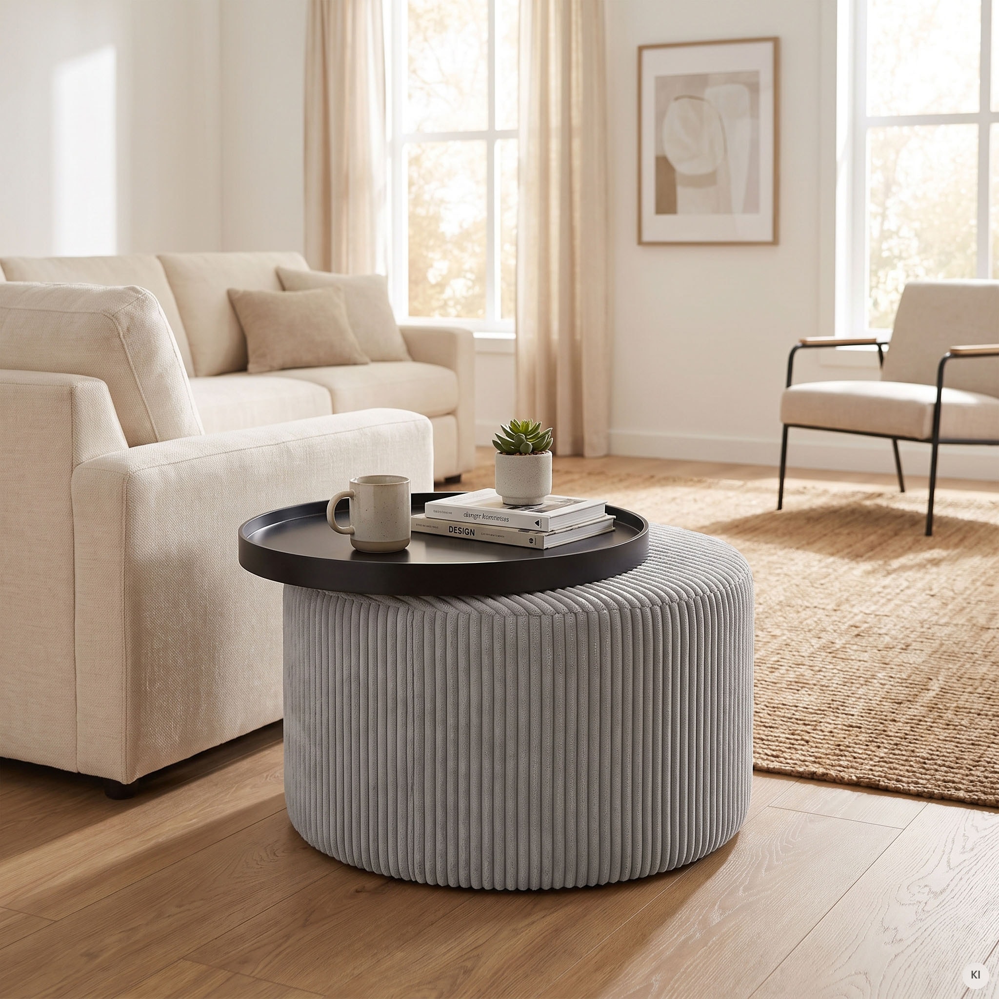 SalesFever Couchtisch »Coffeetable für gemütliche Abende« Bezug in moderner Cord-Optik