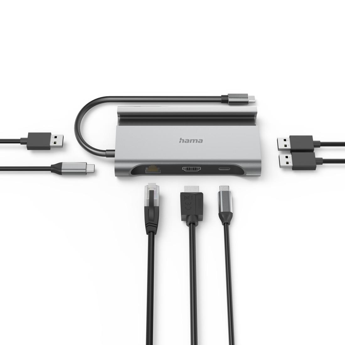 Hama USB-Adapter »USB-Hub (4K Dockingstation 7 Ports, USB-A, USB-C, HDMI™, LAN, 5Gbit/s)«, 15 cm