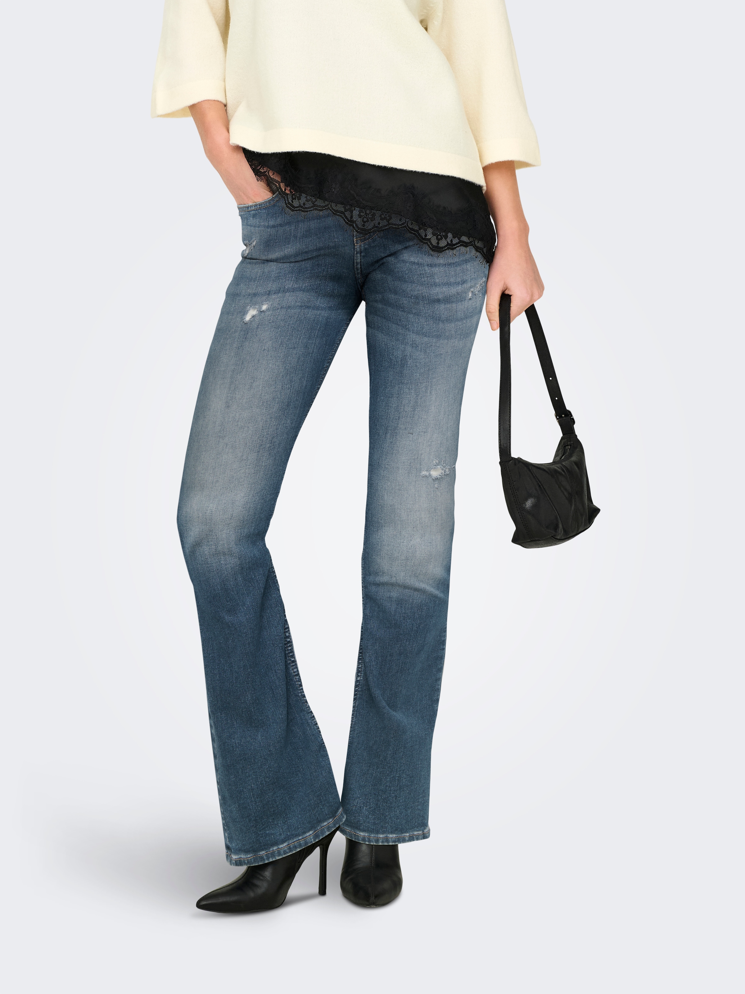 ONLY Bootcut-Jeans »ONLBLUSH MID WAIST FLARED DNM REA1099« mit dezentem Used-Look