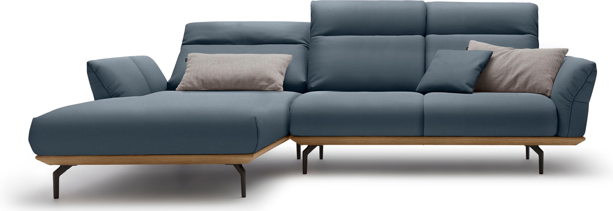 Creation BY ROLF BENZ Ecksofa »CR.460«, Sockel in Nussbaum, Winkelfüße in Umbragrau, Breite 298 cm
