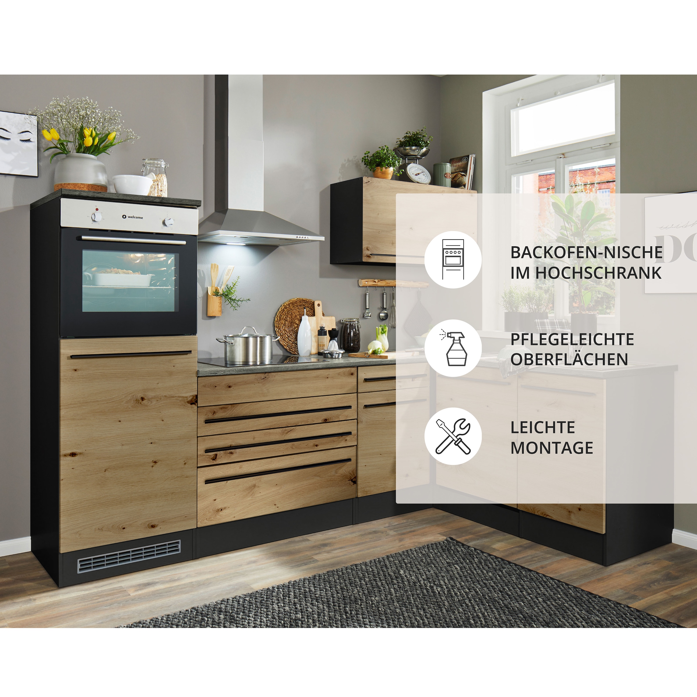 BASIC by Balculina Winkelküche »Jazz« Stellbreite 260x175 cm, wahlweise mit E-Geräten