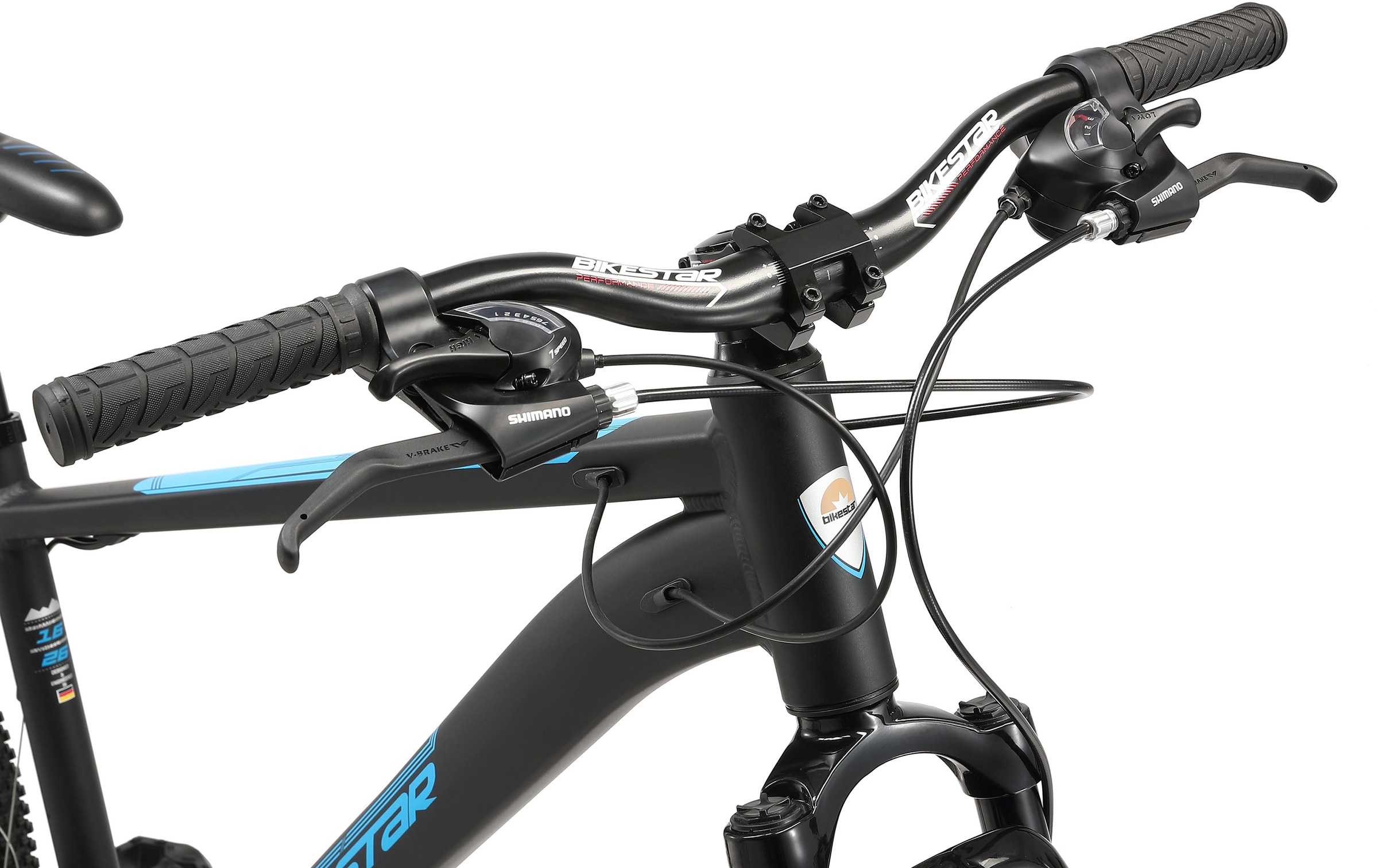 Bikestar Mountainbike, 21 Gang, Shimano, RD-TY300 Schaltwerk, Kettenschaltung, für Damen und Herren, Kettenschaltung