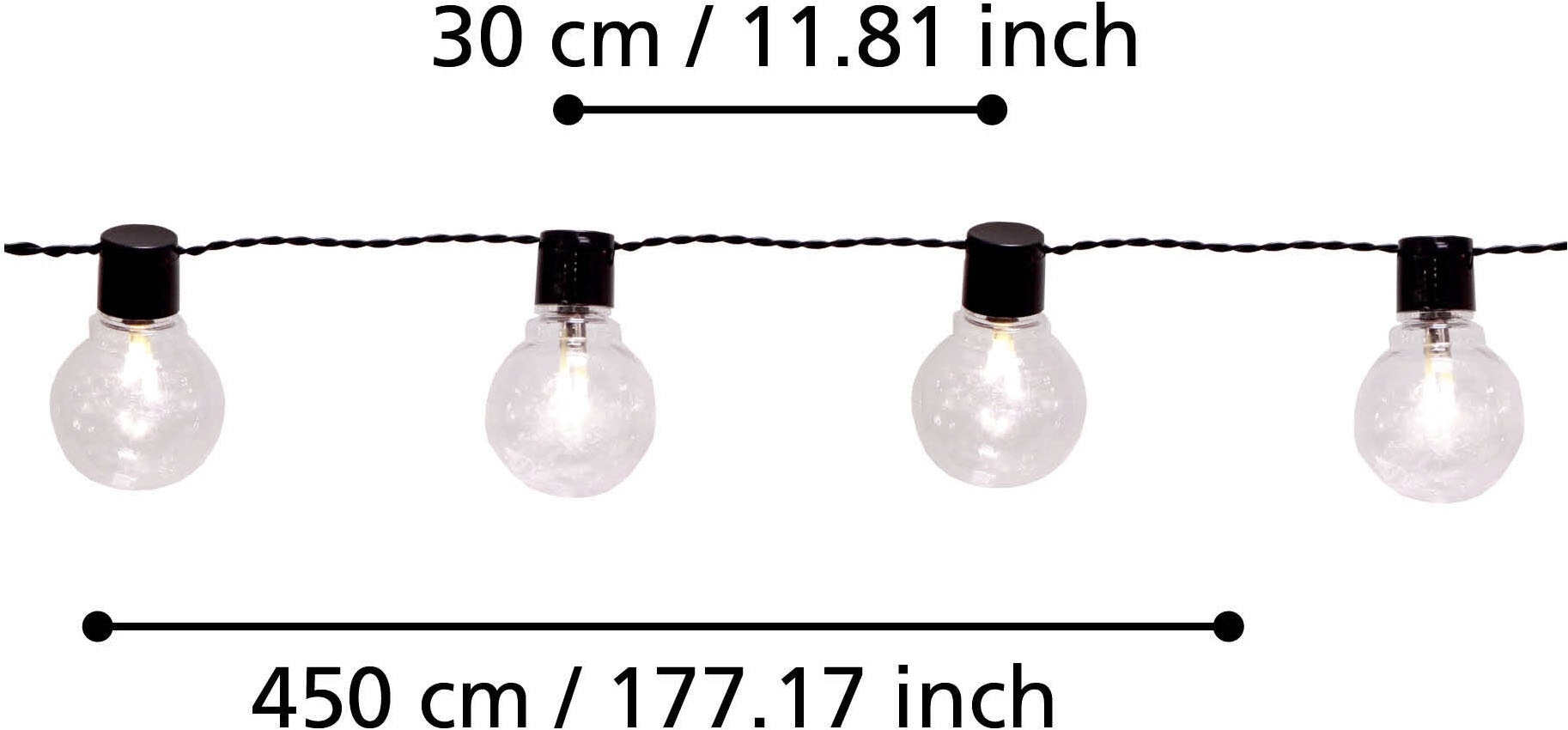 EGLO Lichterkette »LED Lichterkette Partaj, Balkon Deko, IP44, mit Glühbirnen« 16 Stk.-flammig aus Kunststoff, 4,5m Kabel, 16 Birnen
